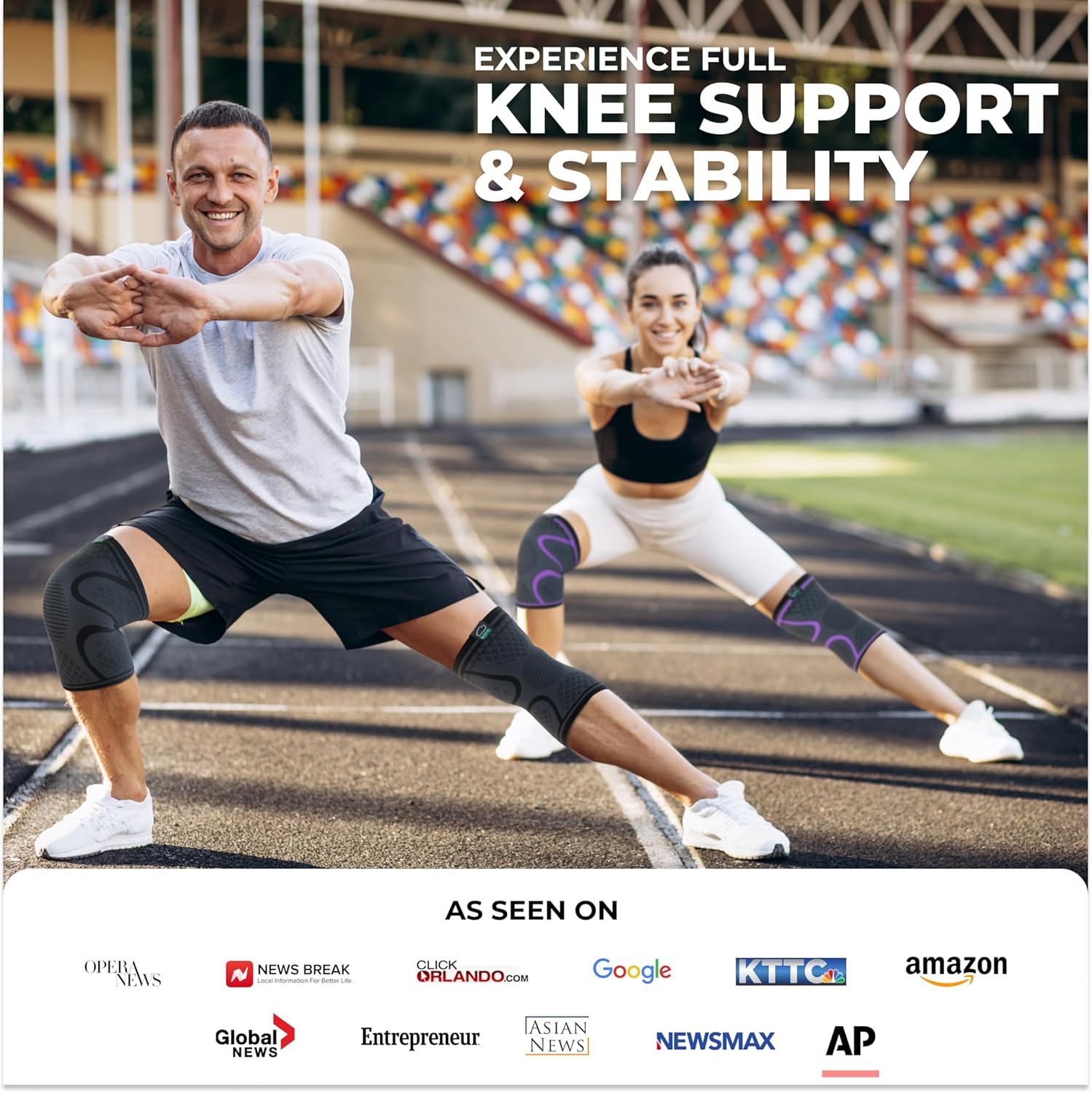 Modvel Compression Knee Brace for Women & Men - 2 Pack Knee Brace for Women Running Knee Pain, Knee Support Compression Sleeve, Workout Sports Knee Braces for Meniscus Tear ACL & Arthritis Pain Relief - Image 3