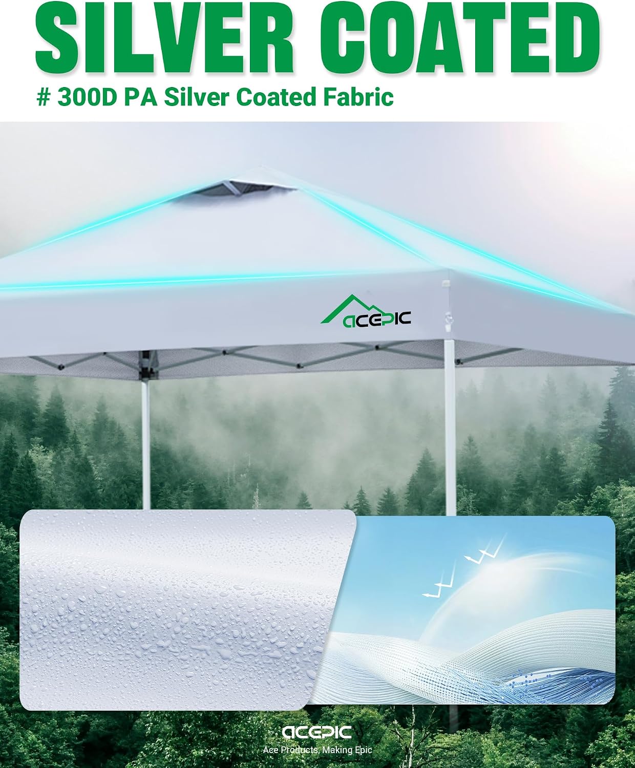 10x10 Pop Up Canopy Tent, Easy Setup Portable Shelter, White, 10*10 | 1-Push Center Lock 10x10 Pop Up Canopy Tent with 3-Layer Reinforced Fabric, Vented UV Top & Wheeled Bag for Outdoor Party - Image 4