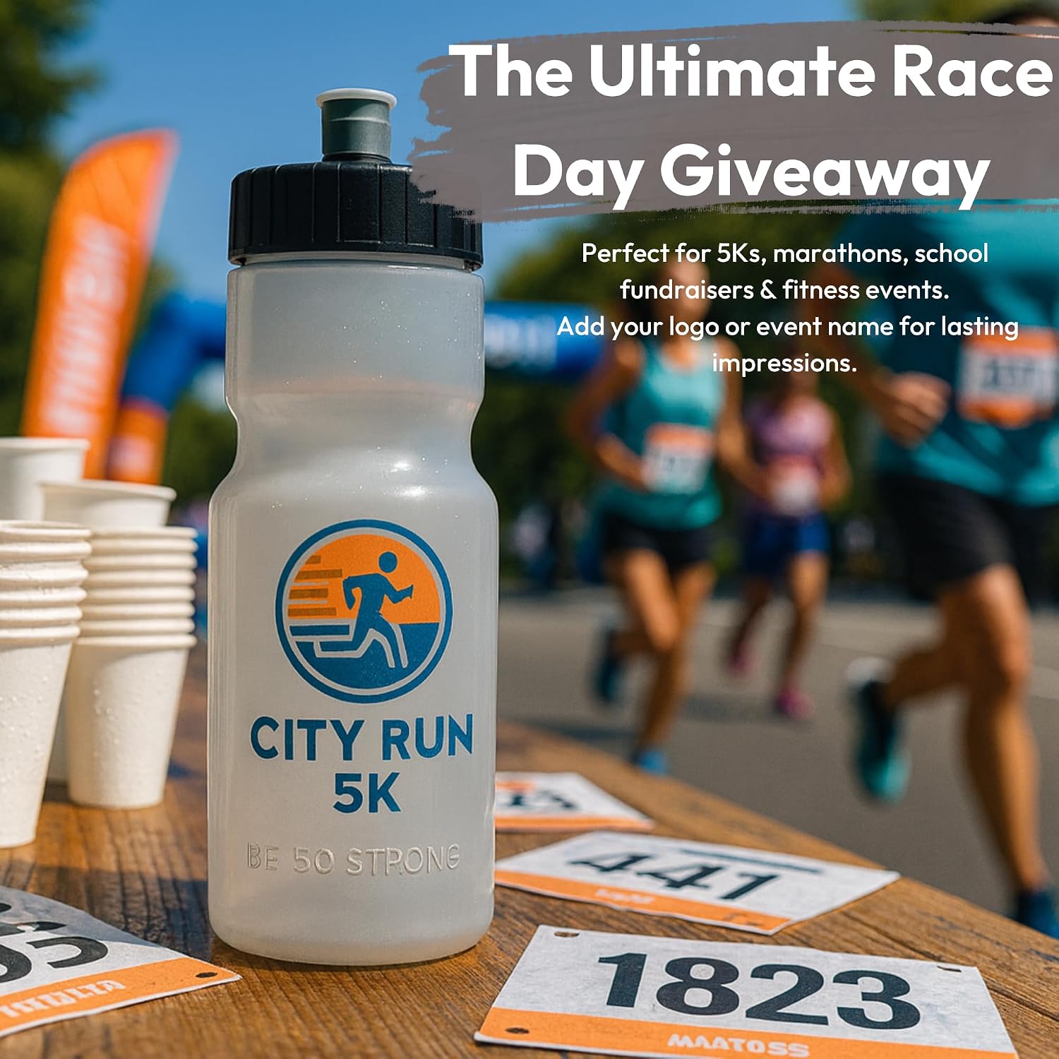 50 Strong | Custom Water Bottles, 24-Pack, 22 oz, Personalized, Logo Ready - Image 5