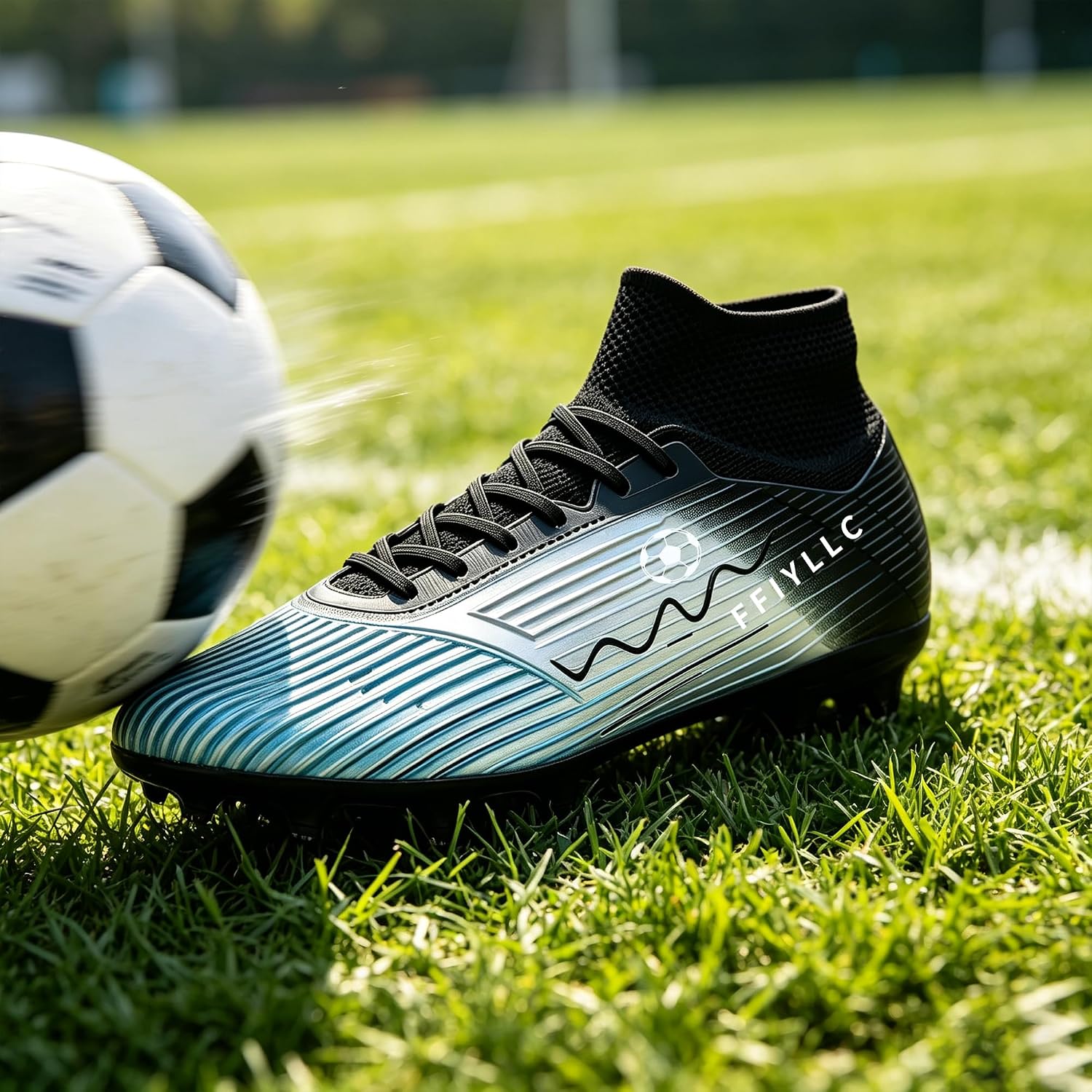 Unisex Soccer Cleats High-Top AG/FG Ankle Support Soccer Shoes Non-Slip Football Boots for Men Women Youth Artificial Grass Training & Match - Image 3