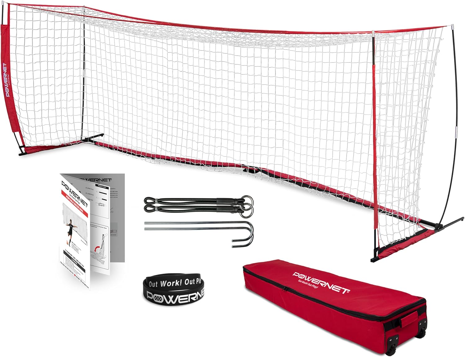 PowerNet Soccer Goal for Backyard, 3Mx2M / 6x4 / 8x4 / 12x6 / 14x7 /18.5x6.5 / 21x7 / 24 x 8 Portable Soccer Net, Sports & Outdoors Training Equipment, Quick Setup 1 Goal & Zipper Storage Bag