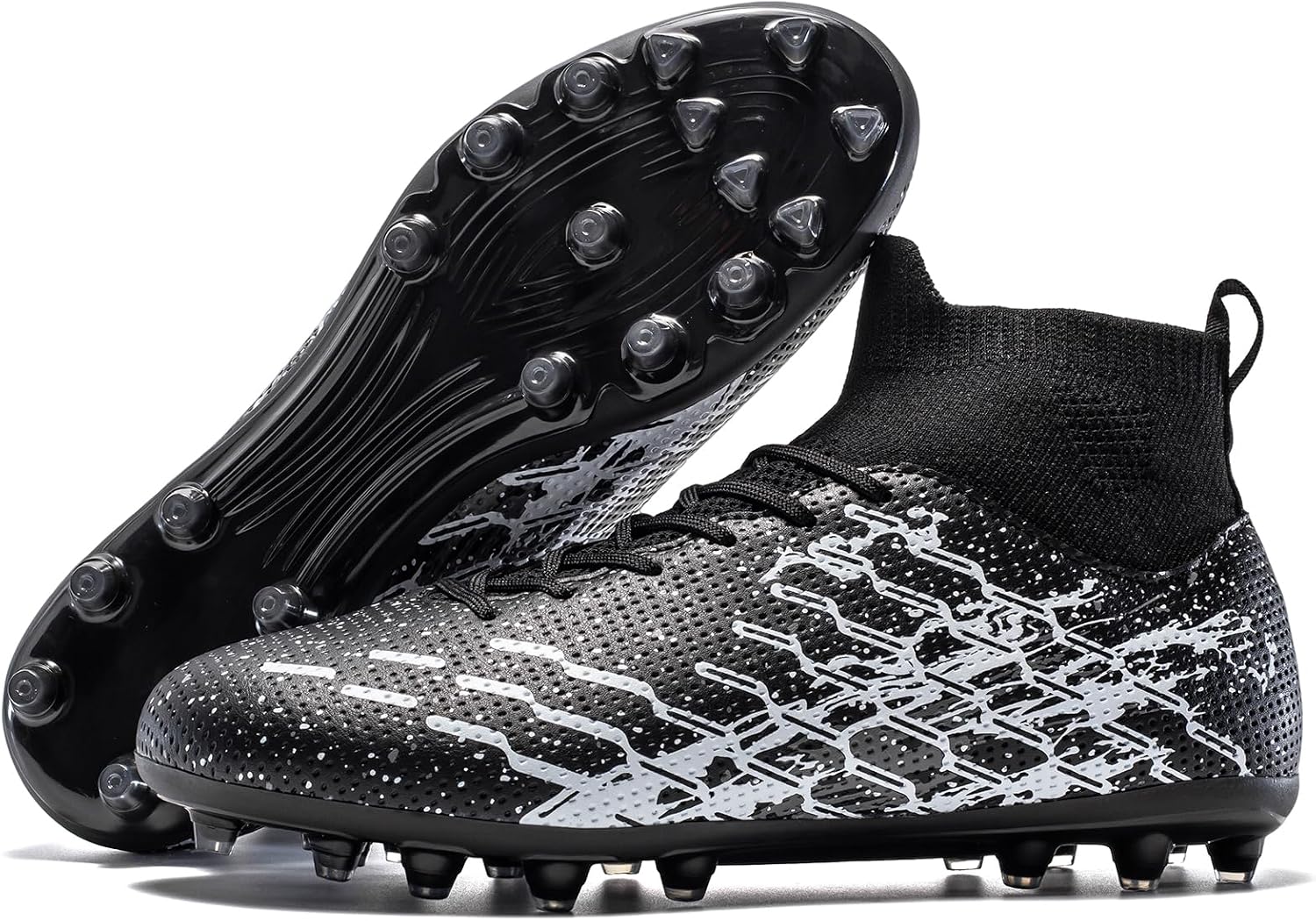 Unisex Soccer Cleats Lightweight No-Tie Lacing System Multi-Surface Football Shoes with Ankle Support for Beginners to Advanced Players