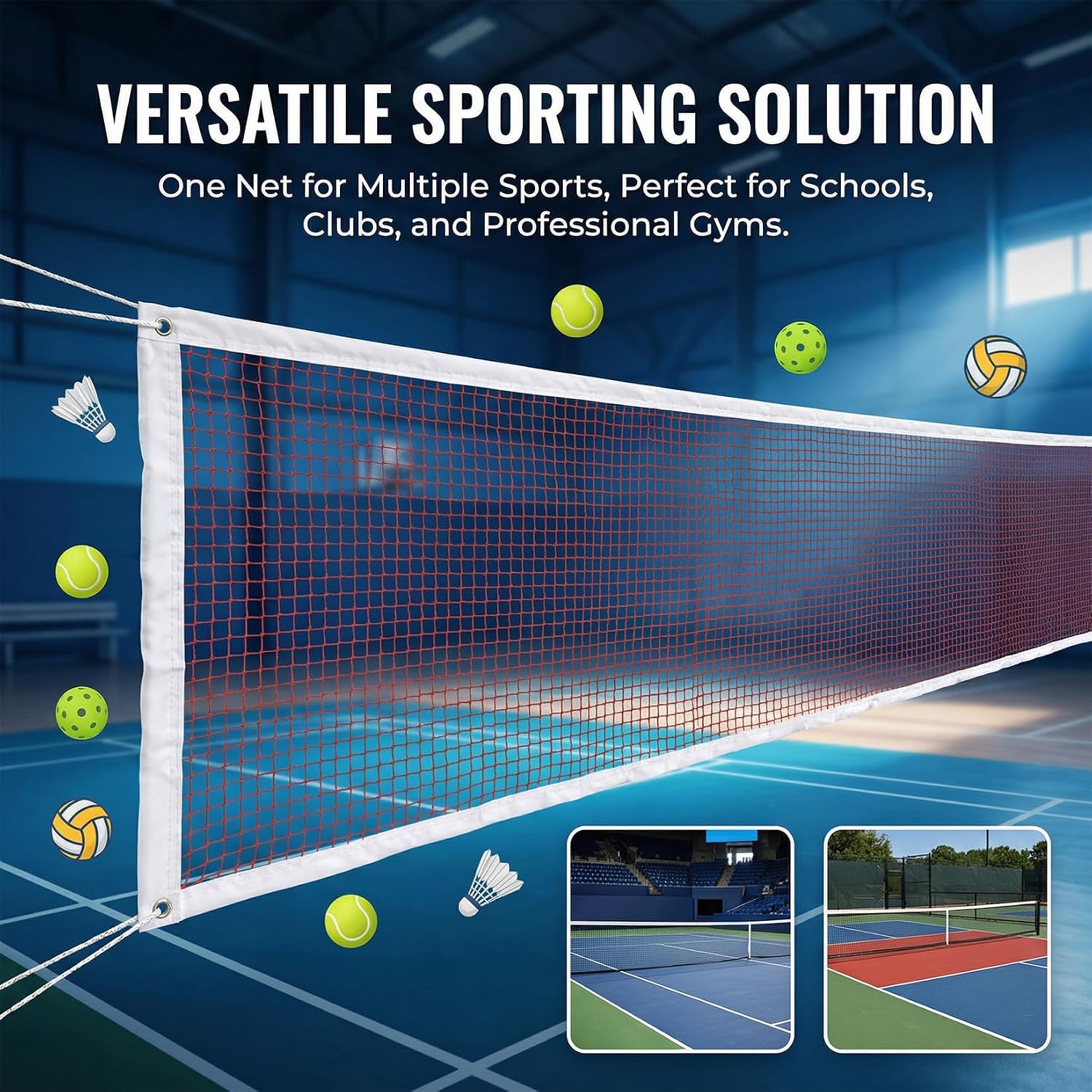 RAINFLOW Badminton Net Replacement - 20FT x 2.5FT PE Mesh Sports Net Only | Reinforced Steel Cable & 4 Tie Ropes, Portable Outdoor Indoor Net for Backyard Badminton, Volleyball & Pickleball Games - Image 5