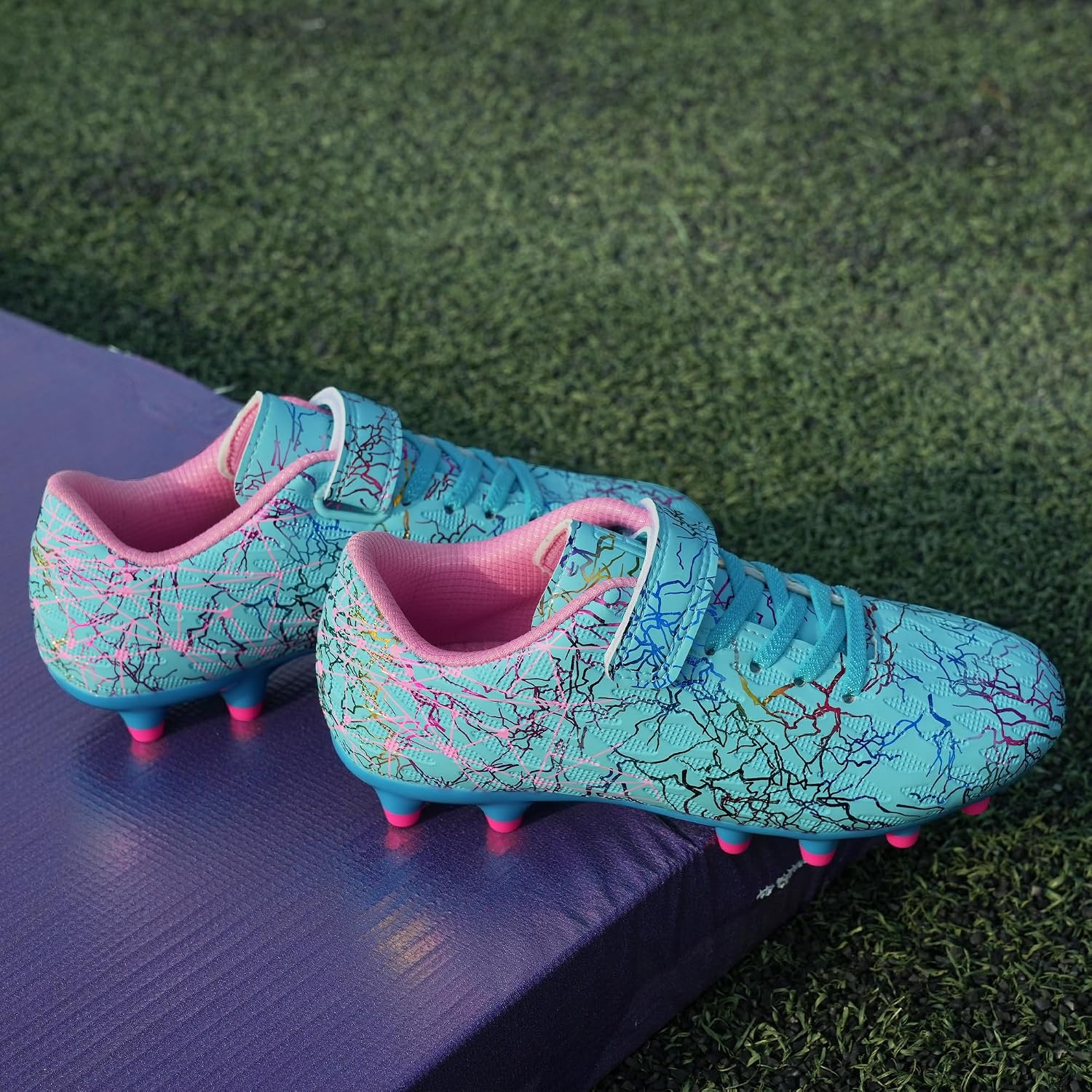 brooman Kids Firm Ground Soccer Cleats Boys Girls Football Cleats with Soccer Socks - Image 3