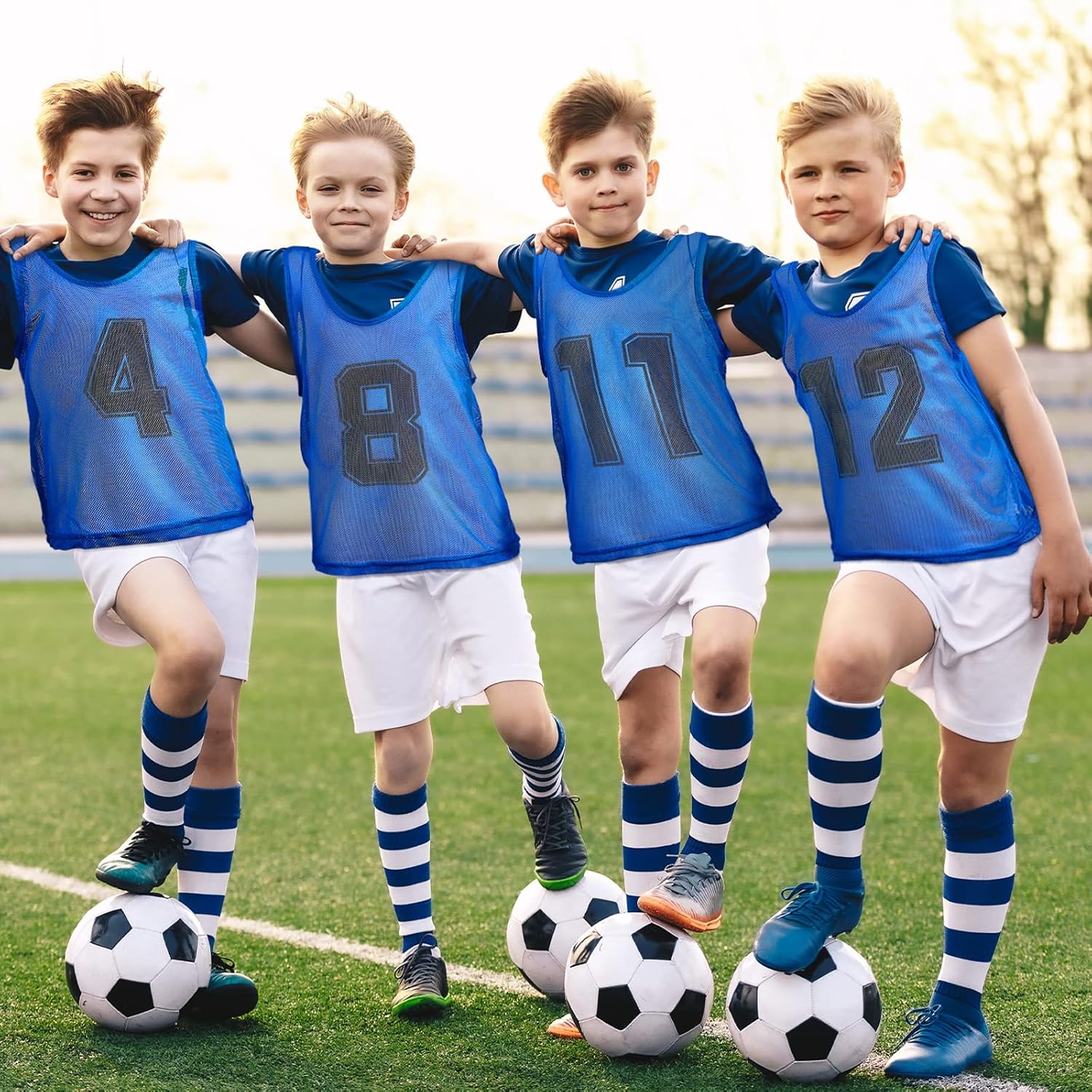 Hercicy 24 Pcs Youth Pinnies Soccer Pinnies Training Vest Adult Mesh Reversible Numbered Football Jersey - Image 2