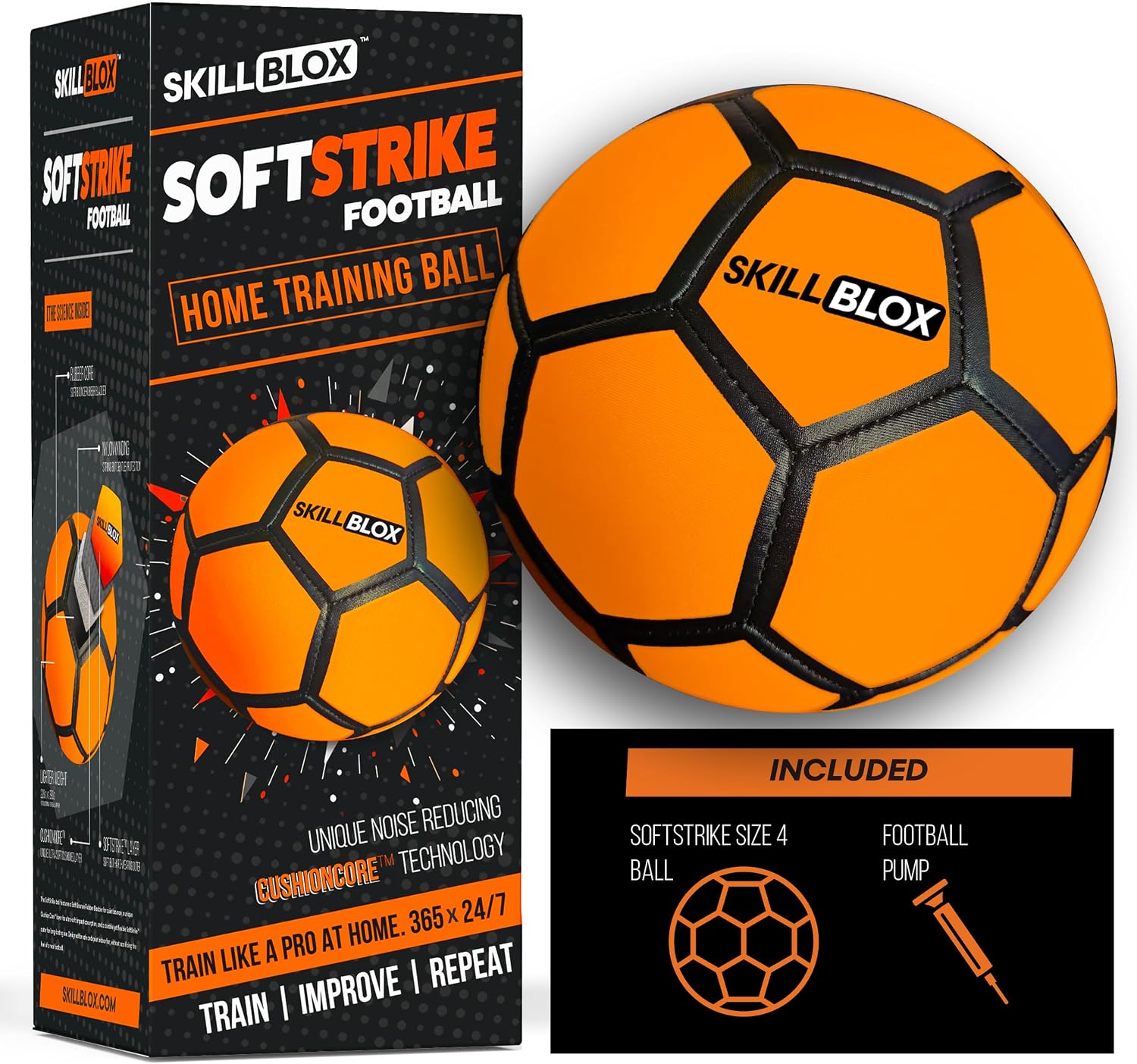 Skill Blox SoftStrike Indoor Soccer Ball Size 4 | Soft Foam Training Ball | Silent Indoor Soccer Ball for Kids | Neoprene Outer with Soft Foam Layer | Safe for Indoor Play, Practice & Ball Control - Image 5