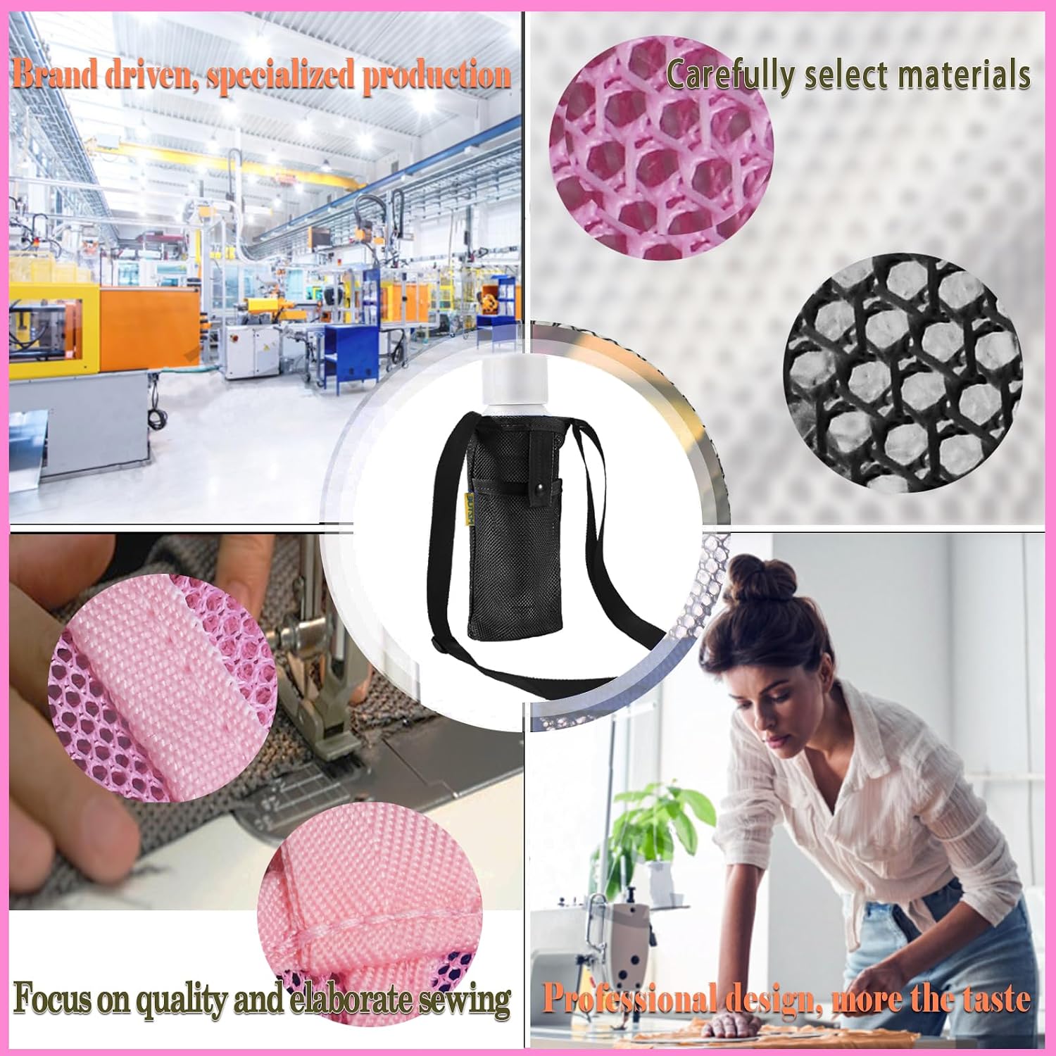 Hands Free Water Bottle Carrier with Strap for Hiking, Walking | Hands Free Bottle Sling Bag, Easy Clean, Lightweight, Foldable, Space Saving Carrier Suitable for Daily Essentials - Image 4