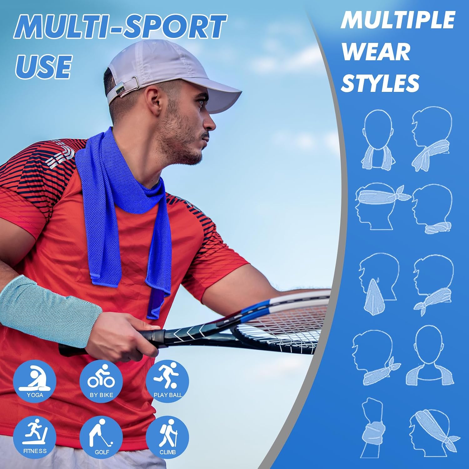 CSITE 4 Pack Cooling Towels (47"x12") for Neck and Face, Ice Towel for Hot Weather, Soft Breathable Chilly Gym Towels, Microfiber Towel for Work Out, Yoga, Running, Camping & More Activities - Image 3