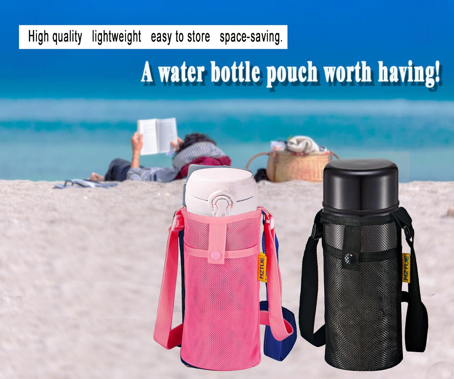 Hands Free Water Bottle Carrier with Strap for Hiking, Walking | Hands Free Bottle Sling Bag, Easy Clean, Lightweight, Foldable, Space Saving Carrier Suitable for Daily Essentials - Image 2
