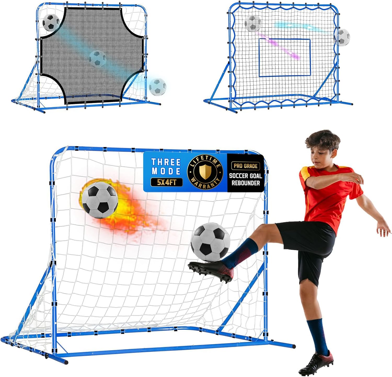 Soccer Baseball Rebounder Soccer Goal Net, Volleyball Rebound Pitchback Net | Quick Switch Angle Soccer Softball Training for Ball Control, Passing, Bounce Back Practice, Easy Setup Lacrosse Soccer Gifts