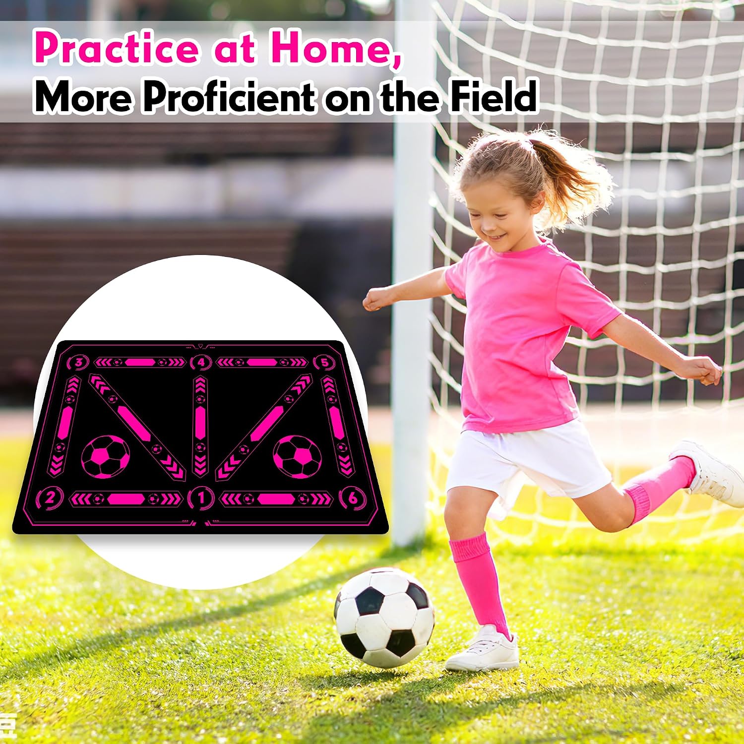 Soccer Bag and Footstep Training Mat, Youth Soccer Basketball Bag with Compartments Drawstring Backpack Skills Training Mat Gifts Set - Image 9