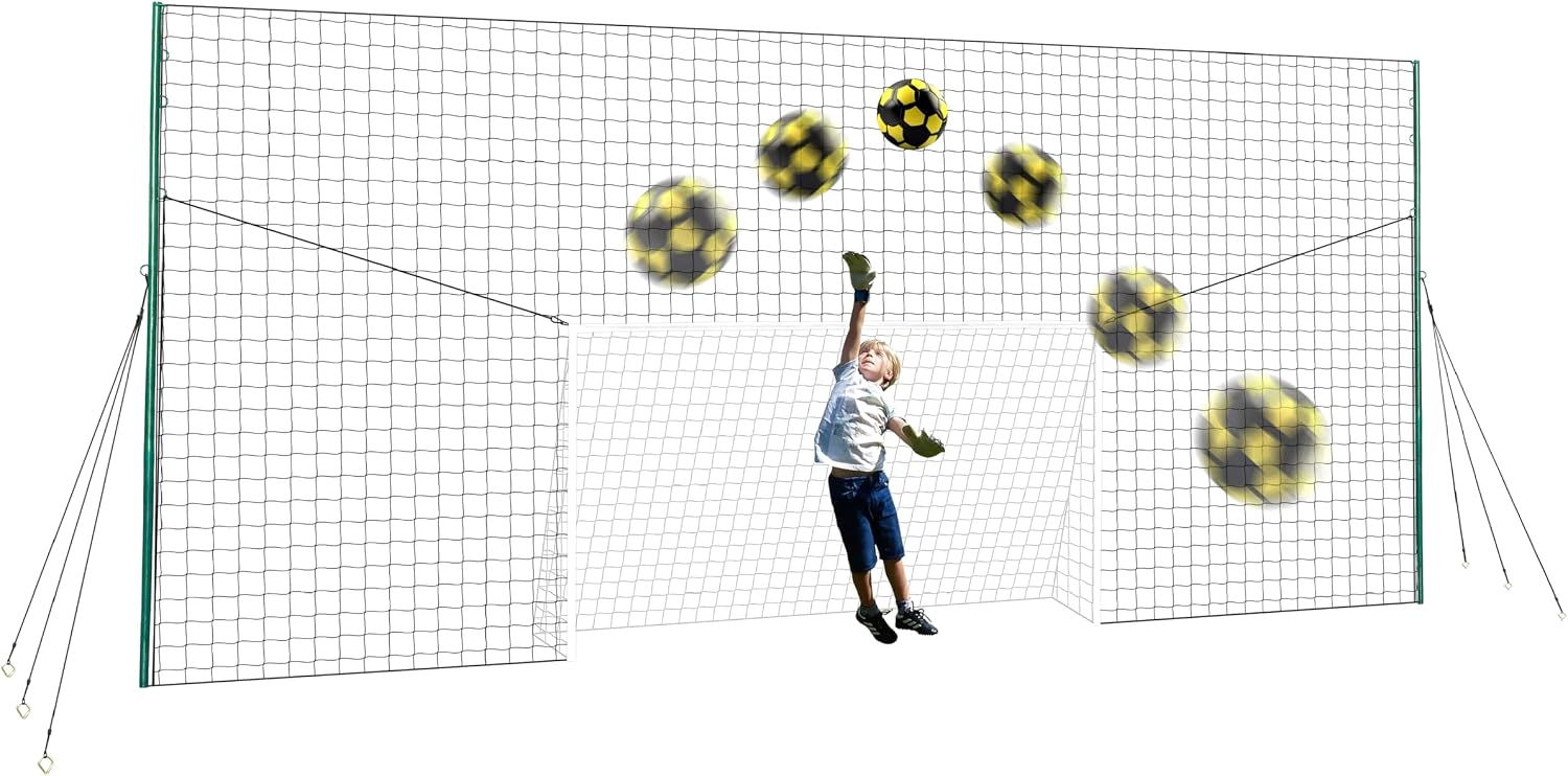 Open Goaaal Soccer Goal, Rebounder and Backstop Net | All-in-one backyard system; continuous shooting practice and missed-shot protection