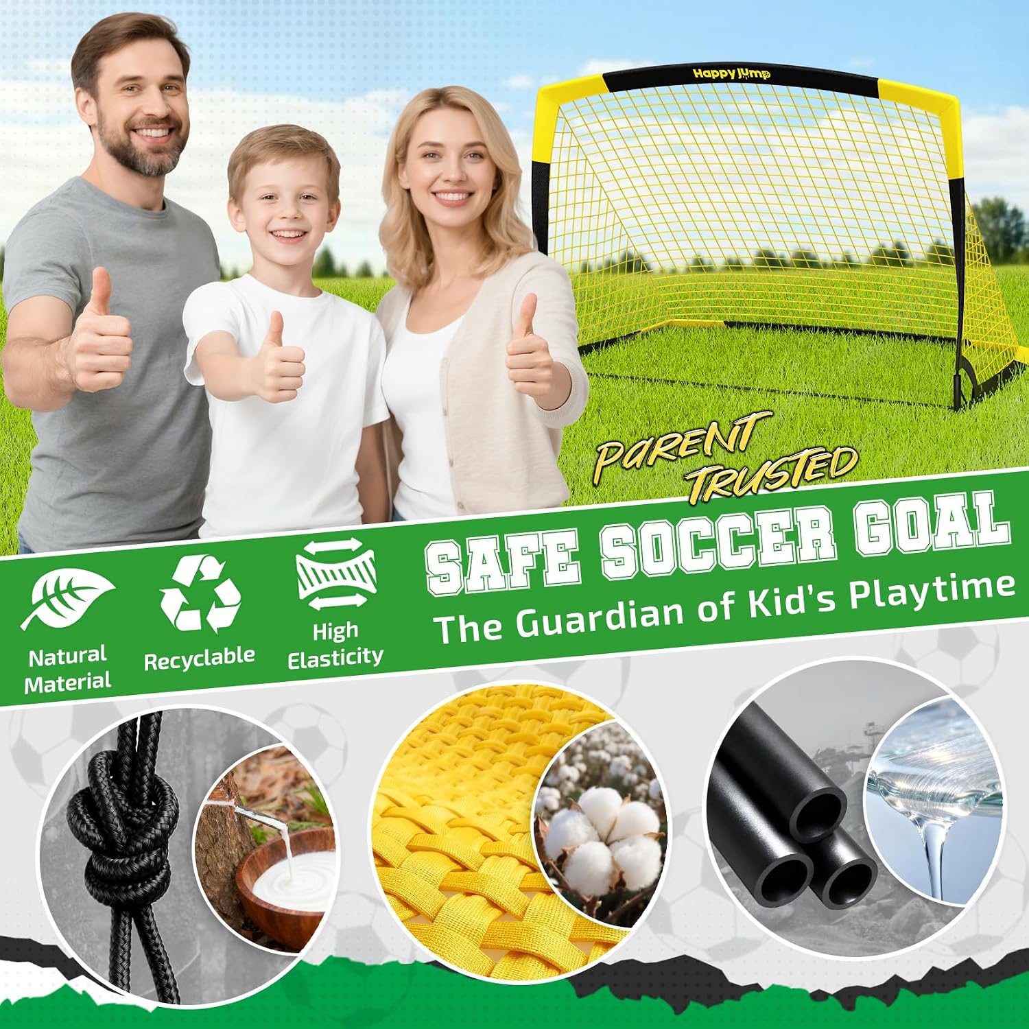 Happy Jump Portable Soccer Goal 7x5 & 5x3.6 FT, Large-Frame Training Net | Great for Kids Ages 6-14 Skill Development, Ideal for Backyard Park School Beach Indoor Outdoor, Easy Fold Durable Dacron Net - Image 4