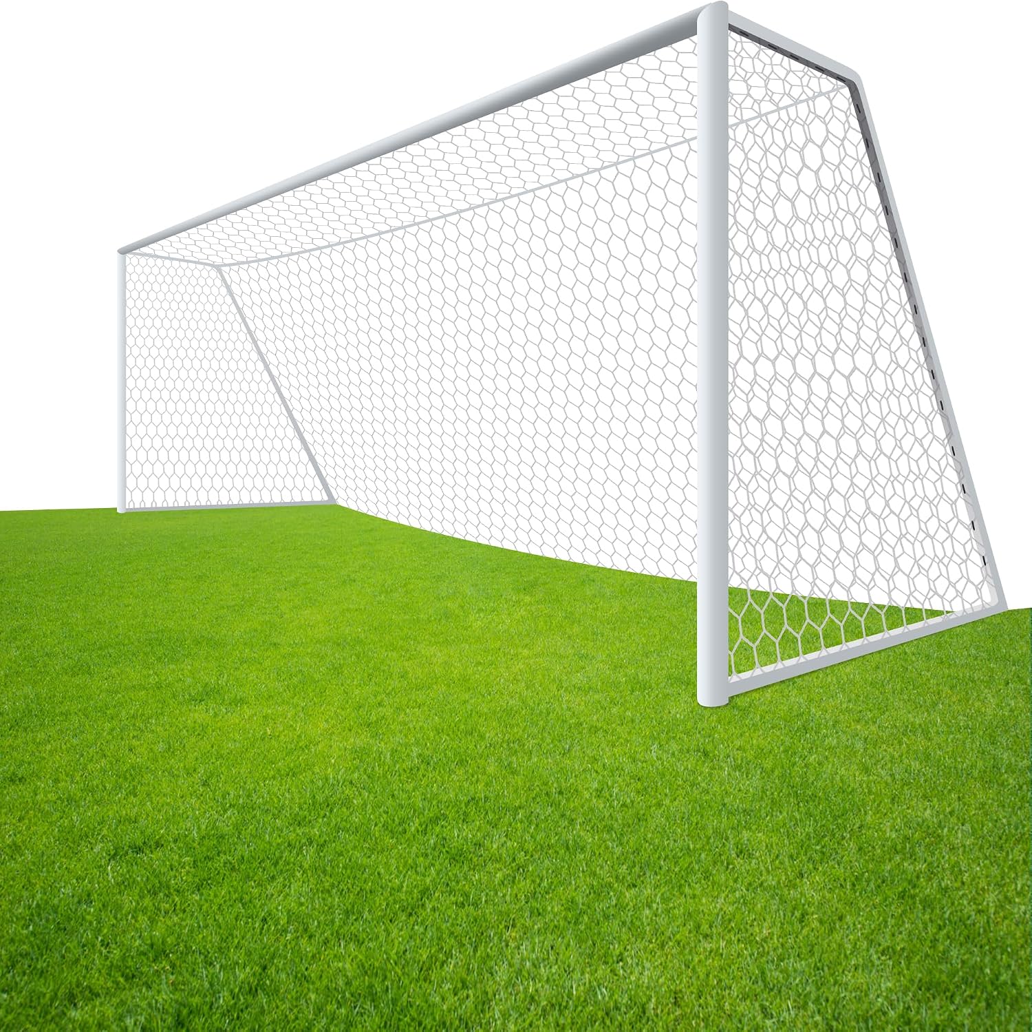 LAO XUE 24x8FT Soccer Goal Net,White Heavy Duty Replacement Outdoor | Professional Full Size Weather Resistance for Training and Match Play (Net Only)