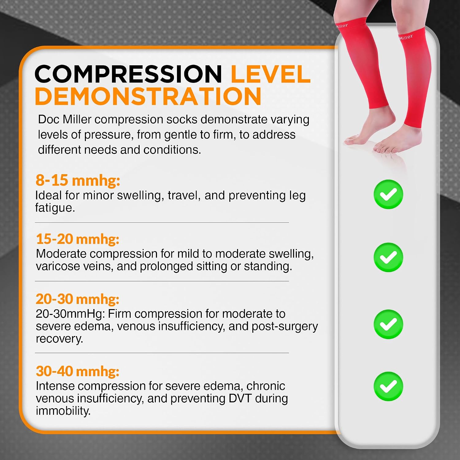 Doc Miller Compression Calf Sleeve for Men & Women, 20-30mmHg | Graduated Support for Running, Shin Splints, Calf Strain, Knee High, Small to 6XL Plus Size - Image 5