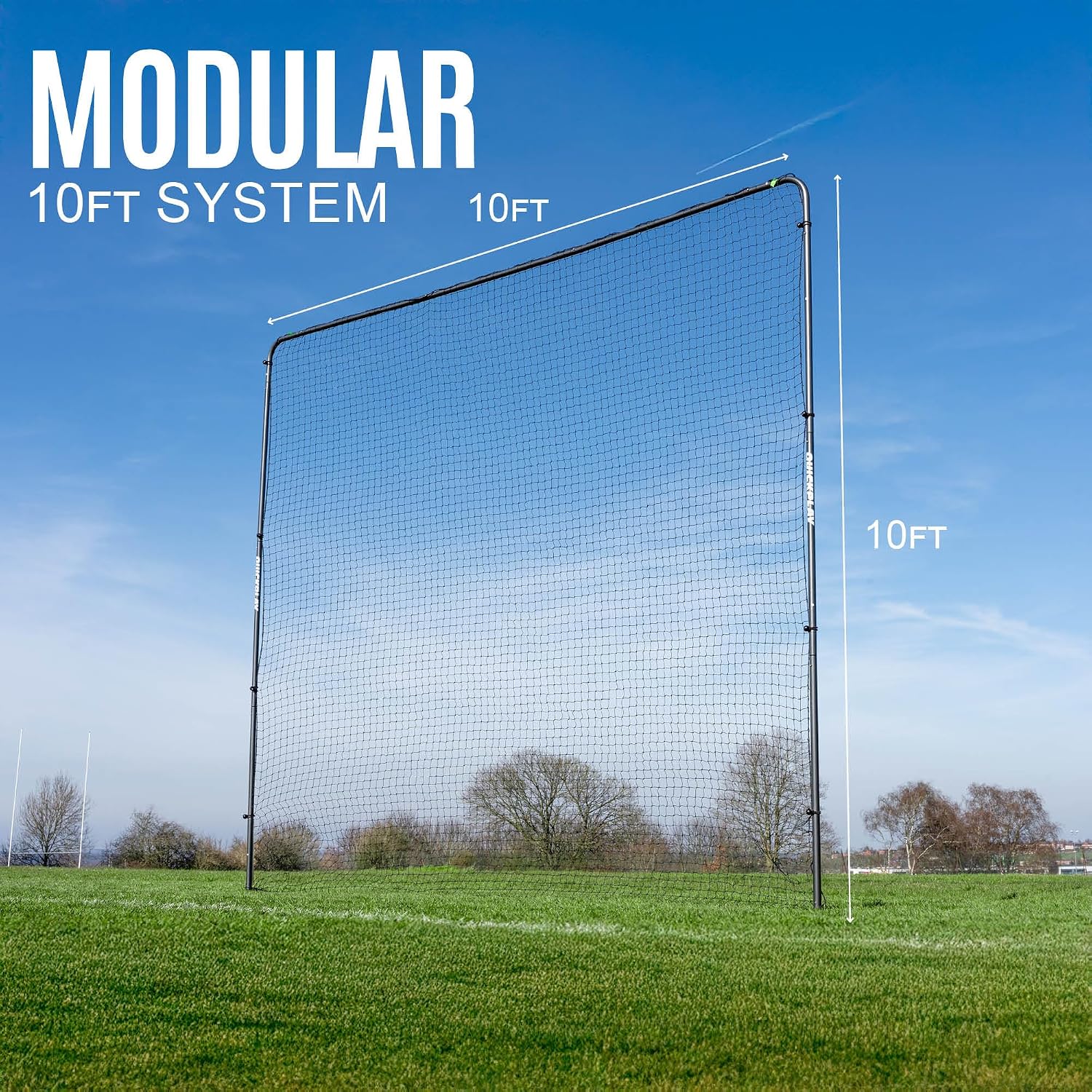 QuickPlay 10ft Sports Barrier Net System - Ball Stop Backstop Netting | Heavy-duty weather-resistant net, Modular & expandable, Catches shots & throws, Backyard & pro use, Carry bag - Image 6