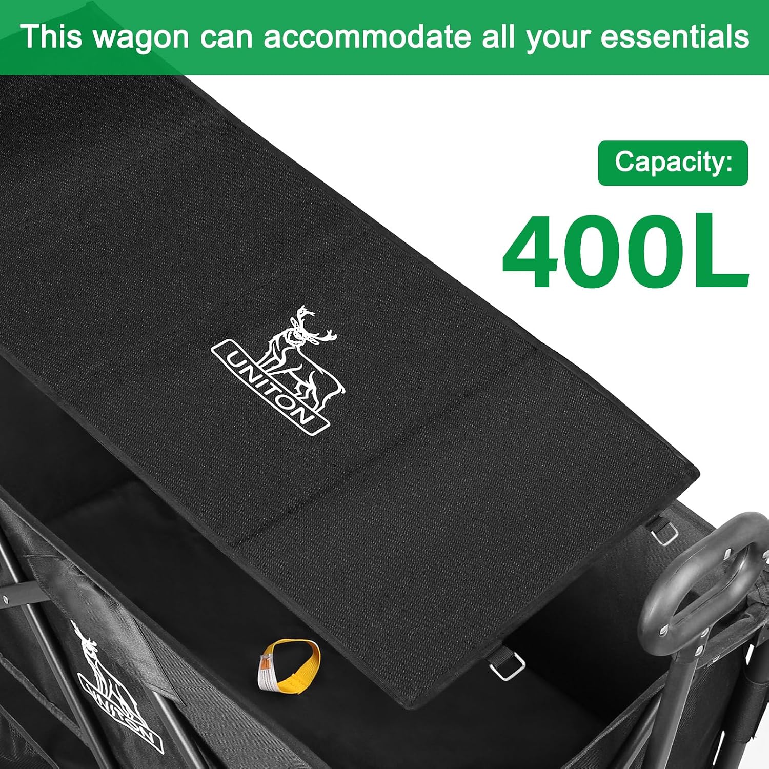 Double Decker Wagon 600lb Capacity & 400L Collapsible Sports Wagon | Big Wheels, 54" Extended, Utility Folding Cart, for Camping Fishing & Outdoor Use - Image 6