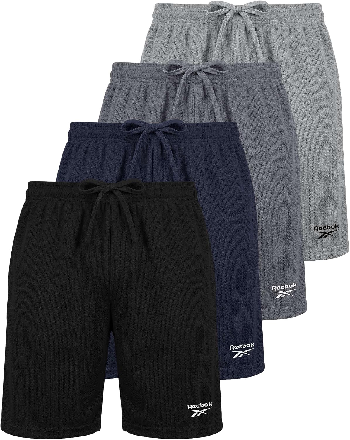 4 Pack Boys' Mesh Athletic Shorts Youth Basketball Running Soccer Pockets | Available in Sizes 6-18, Kids, Teens, Sports, Gym, Quick Dry, Active, Training, Baseball, Football, Summer, Activewear