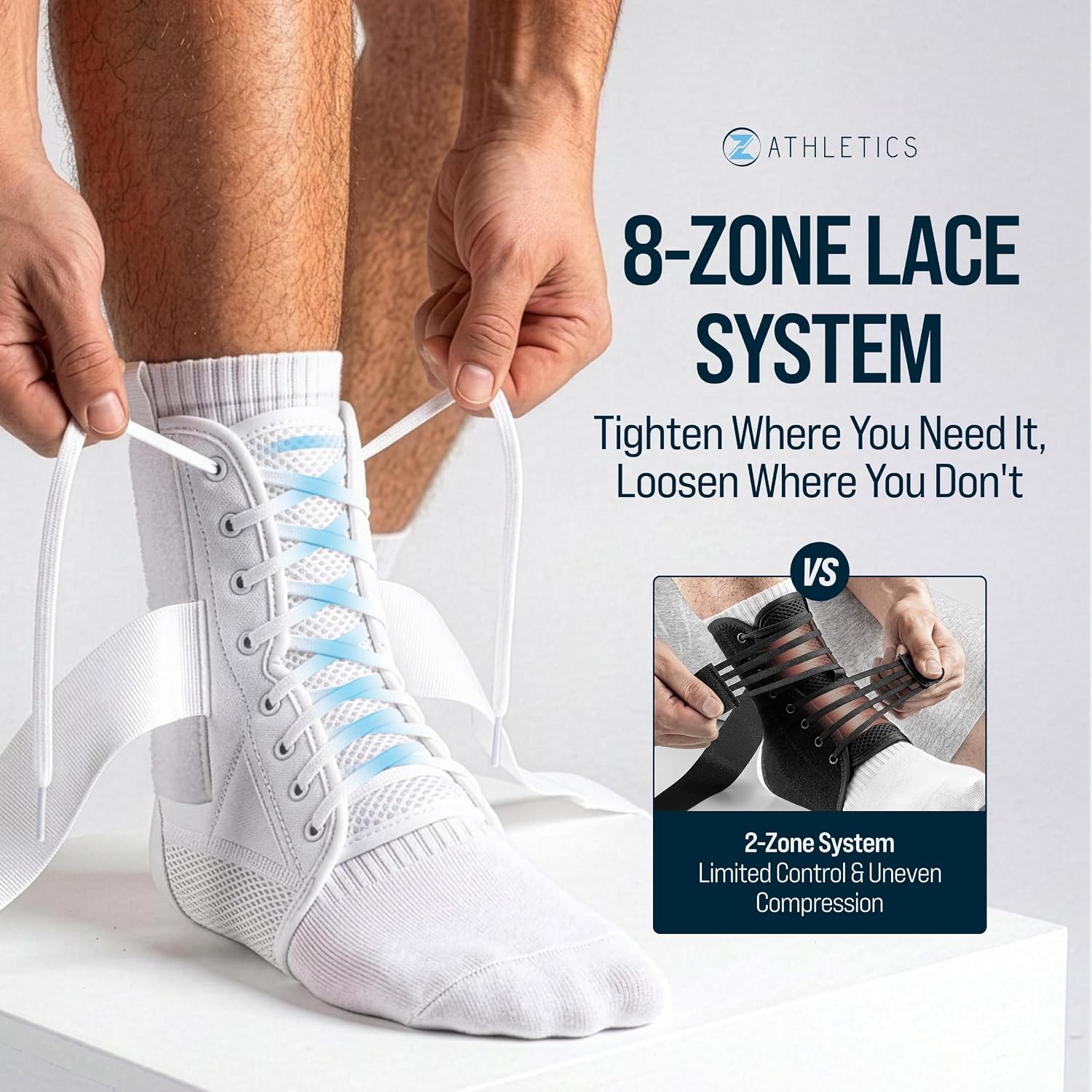 Reinforced Lace Up Ankle Brace for Men & Women, Sprained Ankle Support | Basketball, volleyball, and running, Fits inside shoes, Achilles tendonitis support, Either foot, Hand washable - Image 6
