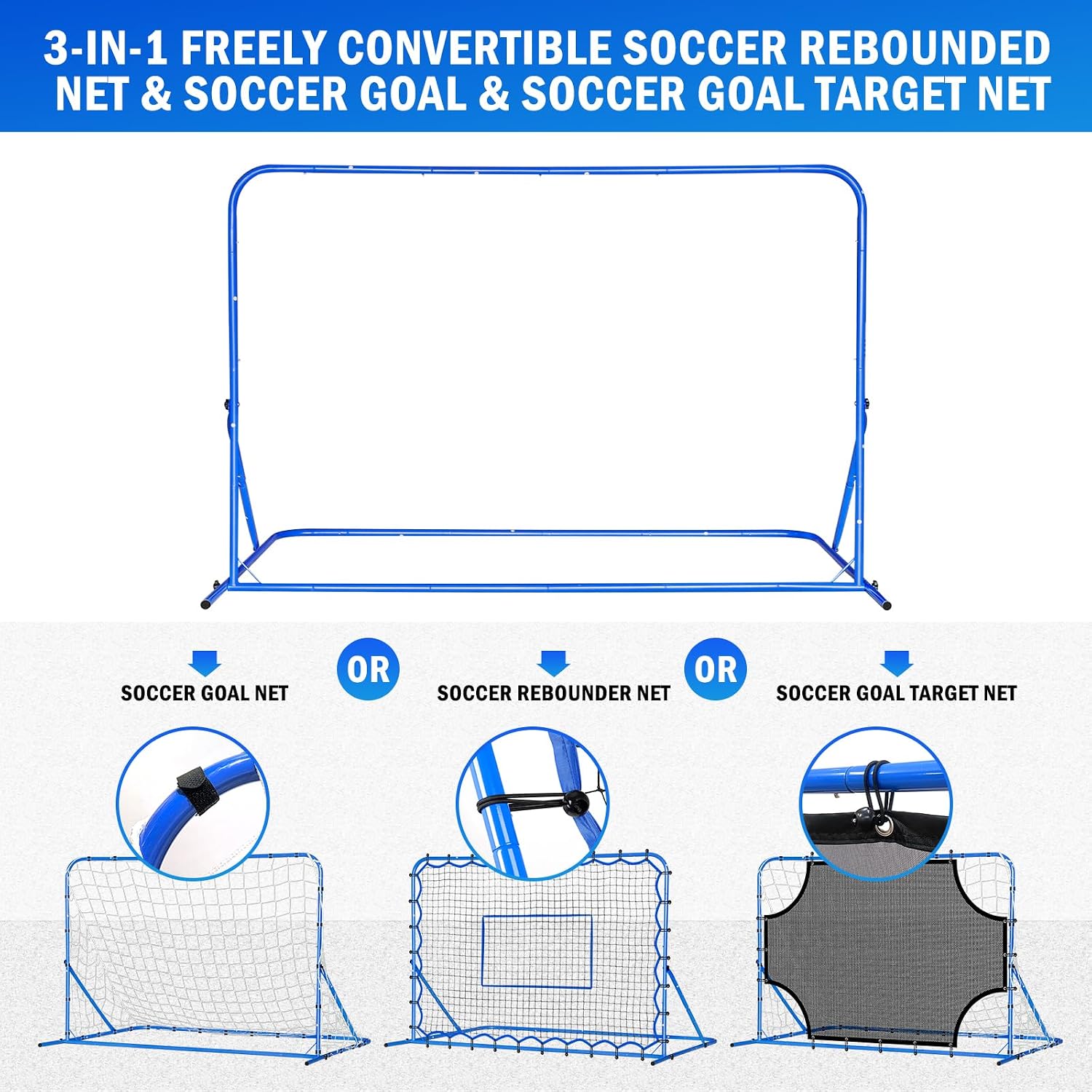 Soccer Baseball Rebounder Soccer Goal Net, Volleyball Rebound Pitchback Net | Quick Switch Angle Soccer Softball Training for Ball Control, Passing, Bounce Back Practice, Easy Setup Lacrosse Soccer Gifts - Image 2