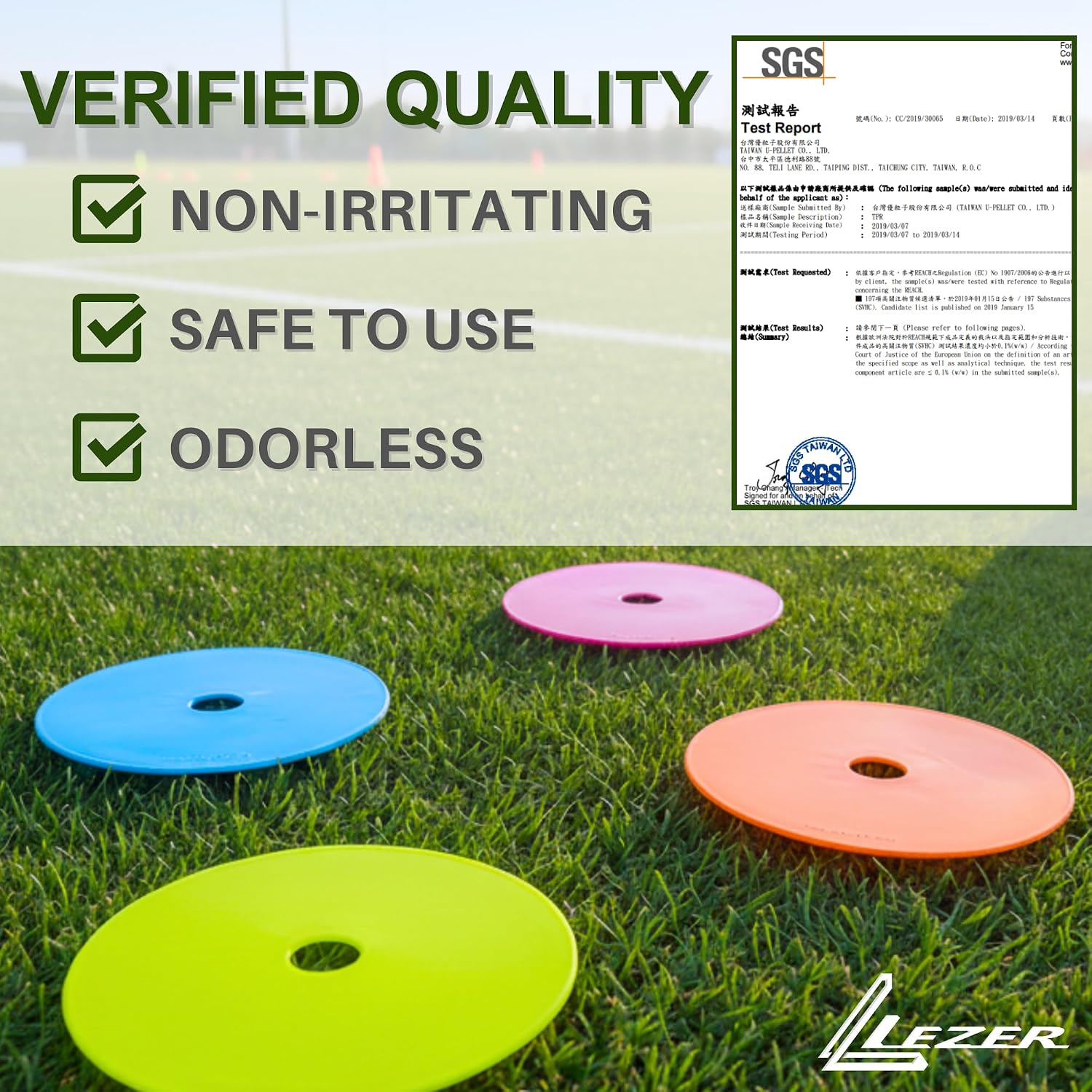 LEZER 6 Inch 8 Inch Flat Cones, Spot Markers, Soccer Cones, Field Court Markers, Sit Spots, Flat Discs, Soccer Training Equipment, Agility Practice, Football, Made in Taiwan - Image 3