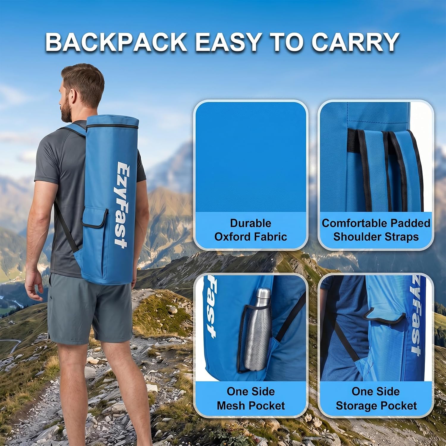 Ultra Compact Backpack Canopy, Pop Up Shelter, Portable Sports Cabana, 7.5 x 7.5 ft Base / 6 x 6 ft top for Hiking, Camping, Fishing, Picnic, Family Outings - Image 7