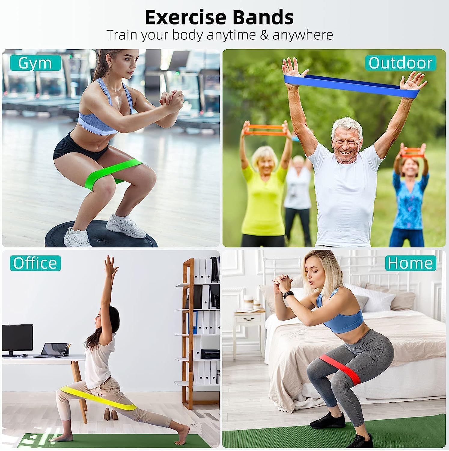 Resistance Bands for Working Out, 5-Pack Elastic Exercise Bands for Strength Training, Stretching, Workout; Home Gym Equipment for Women Men, Pilates Yoga Physical Therapy, Leg Glute Arm Exercise Kit - Image 2