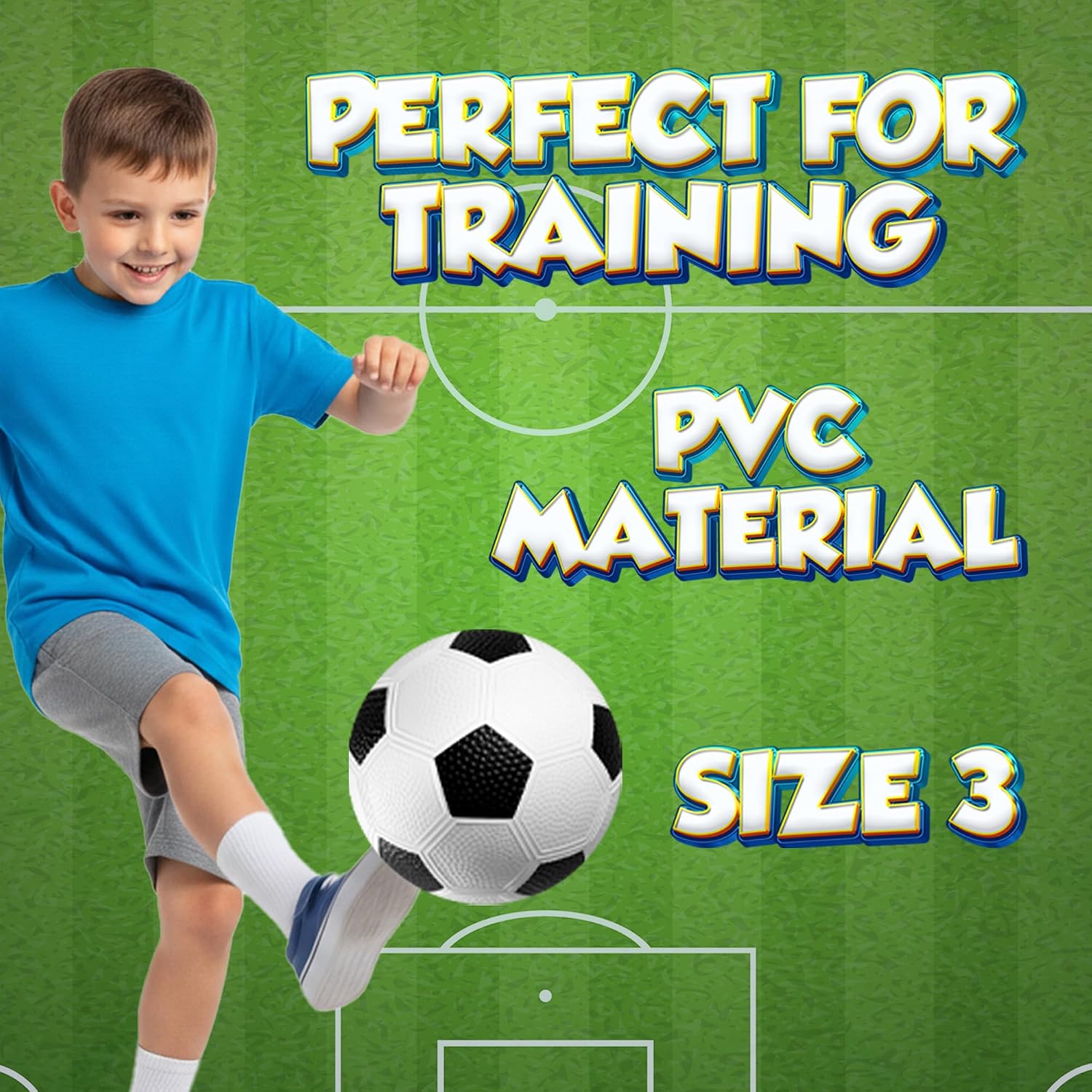 Size 3 Soccer Balls for Toddlers & Kids (4 Pack) - PVC Youth Soccer Balls - Small Beginner Sports & Practice Playground Balls for Backyard, Recess, School, Indoor or Outdoor with Pump - Image 3