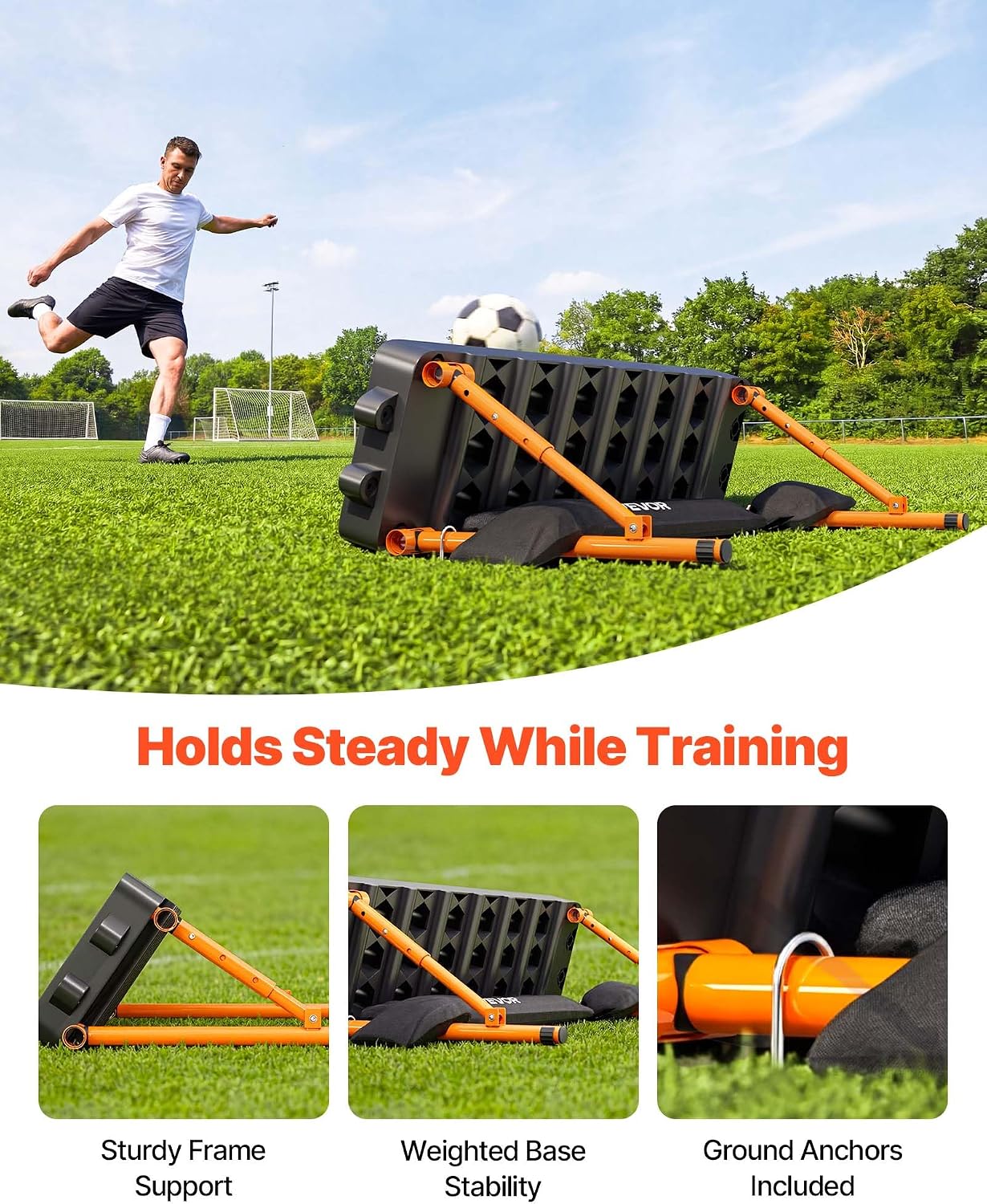 VEVOR Soccer Rebounder Board, Mult-Adjustable Angles Portable Soccer Rebound Wall, Foldable Kickback Board, Soccer Practice Equipment, Ideal for Kids & Adults Passing & Shooting Drills - Image 4