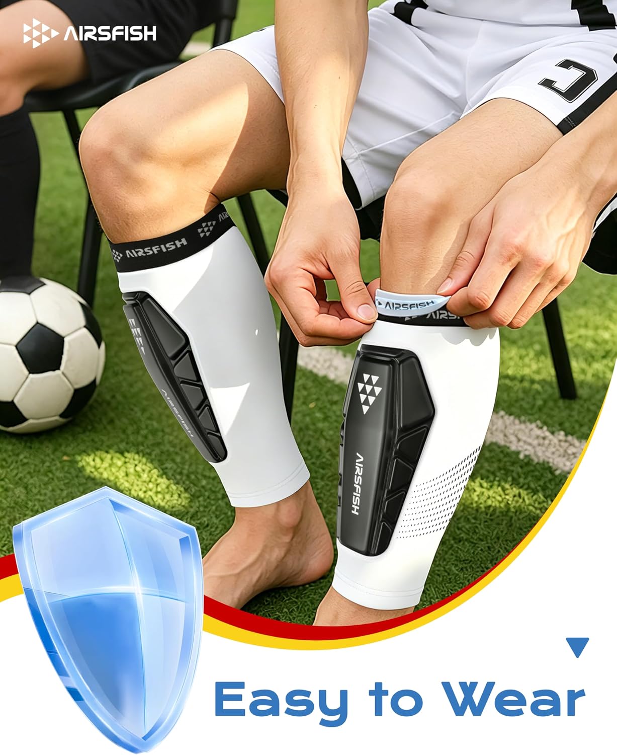 Soccer Shin Guards for Kid Youth, Protective Shin Defender Sleeve | Impact-Resistant Material | Breathable | Lightweight | Anti-slip Grip | Integrated One-Piece Tibia Protect | Machine-washable - Image 4
