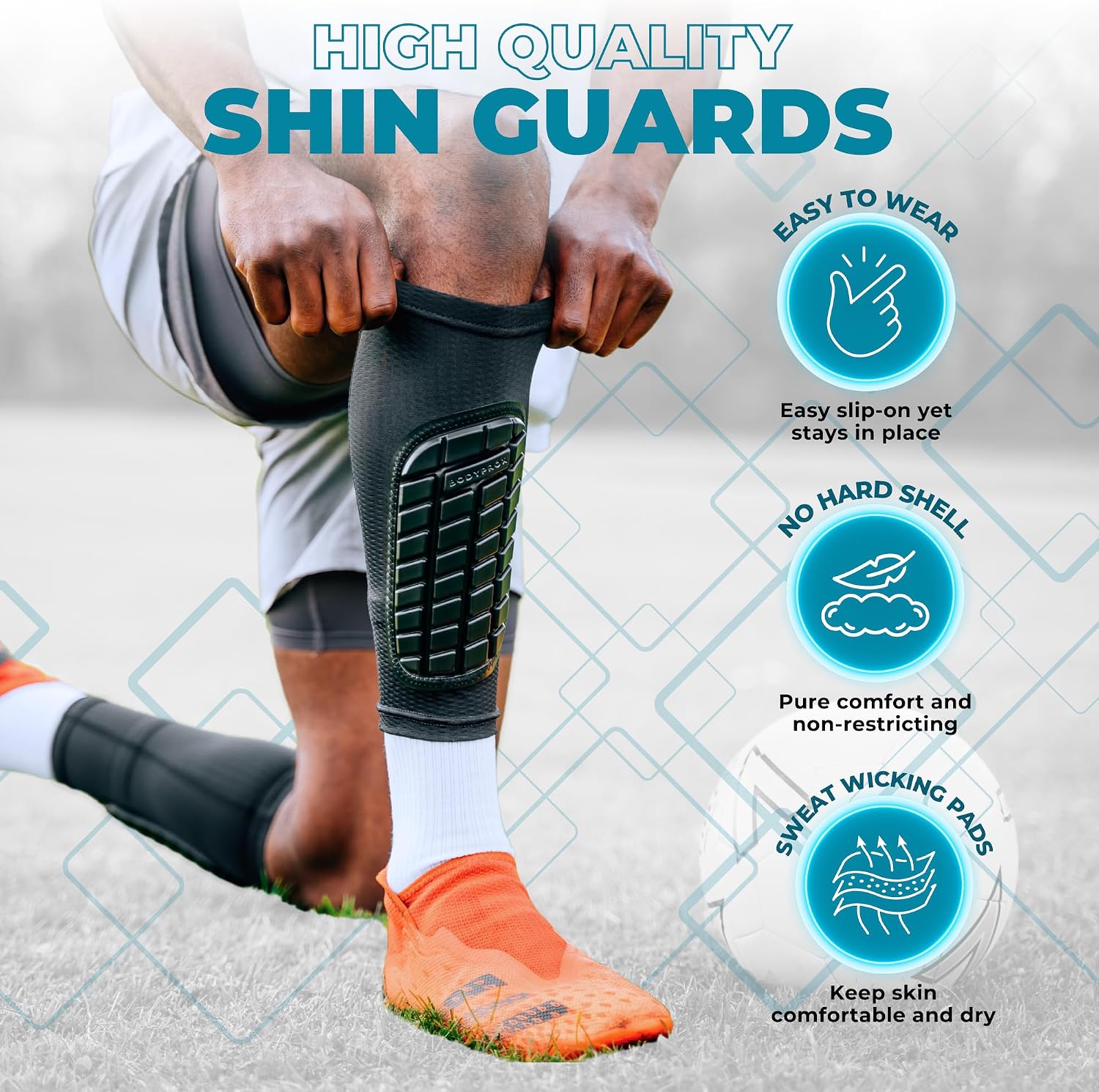 BODYPROX Soccer Shin Guards Sleeves for Men, Women and Youth - Image 4