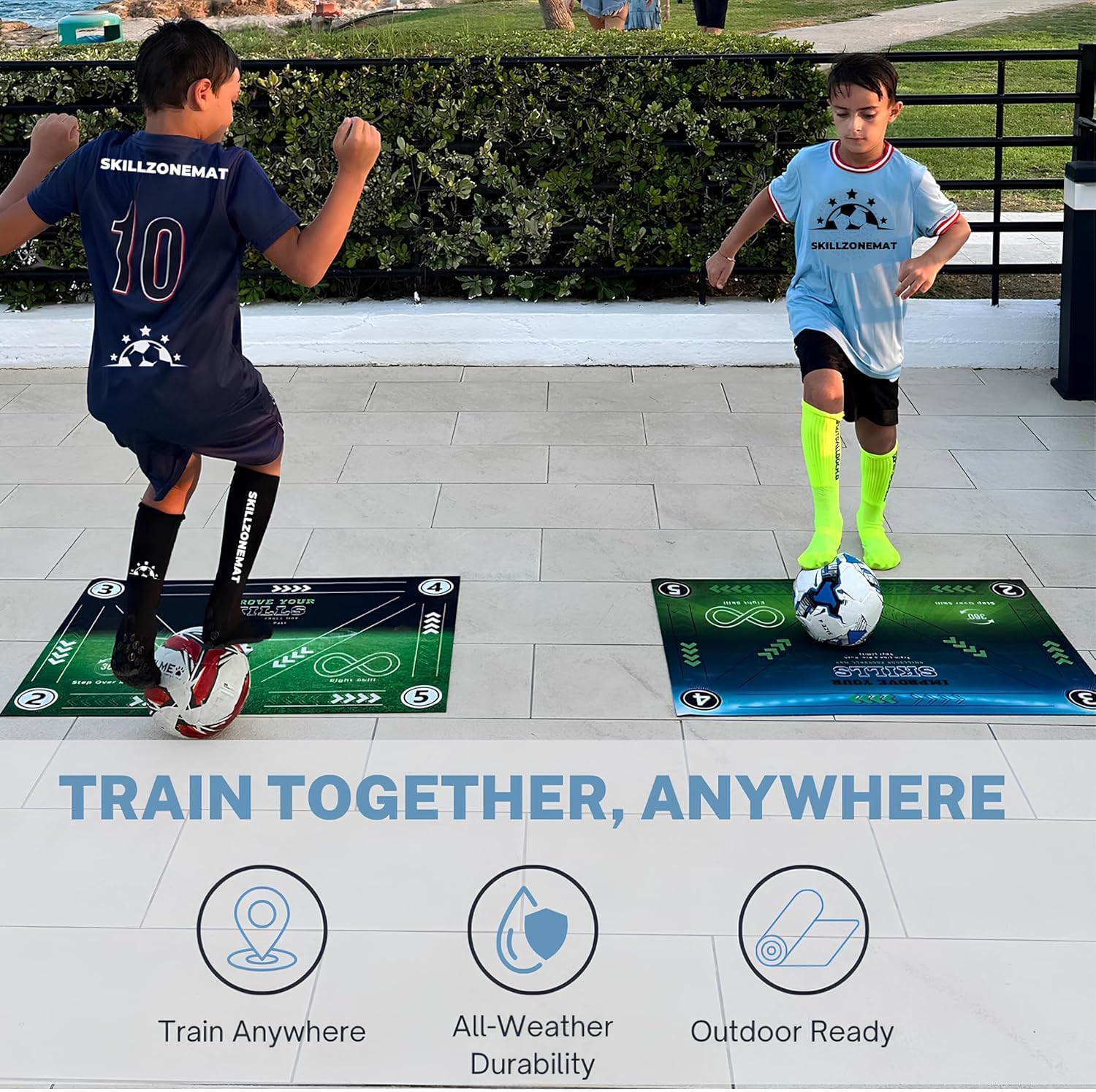 SkillZone Soccer Training Mat with Soccer Ball – Dribbling & Footwork Trainer | Indoor/Outdoor Soccer Training Kit with Interactive Video Hub, Grip Socks & Carry Bag | Control & Agility Practice - Image 8