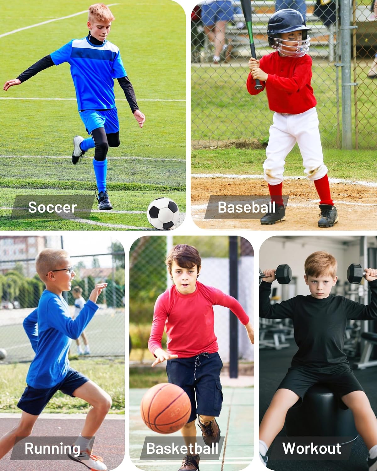 Moozava Boys Compression Shirt Long Sleeve Quick Dry Youth Undershirt Football Baseball Kids Athletic Soccer Base Layer Tops - Image 7