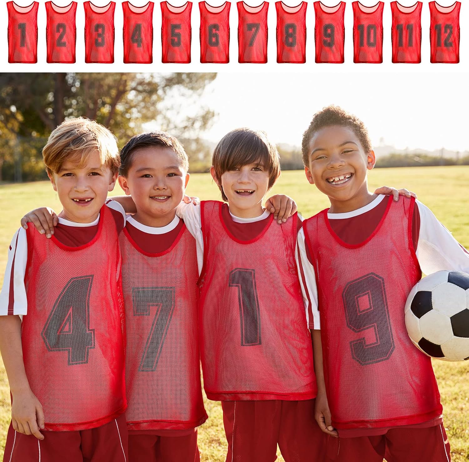 Hercicy 24 Pcs Youth Pinnies Soccer Pinnies Training Vest Adult Mesh Reversible Numbered Football Jersey - Image 3