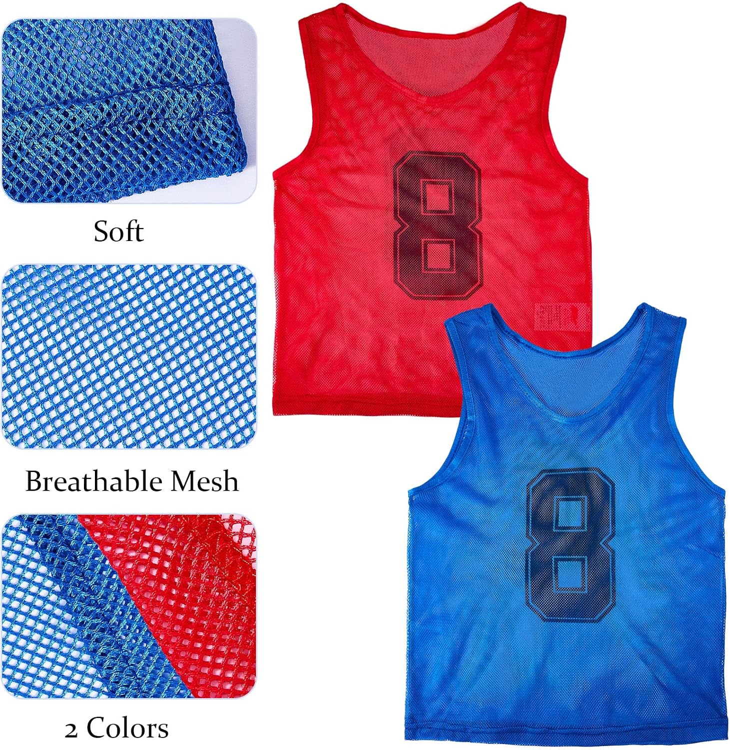 Hercicy 24 Pcs Youth Pinnies Soccer Pinnies Training Vest Adult Mesh Reversible Numbered Football Jersey - Image 6
