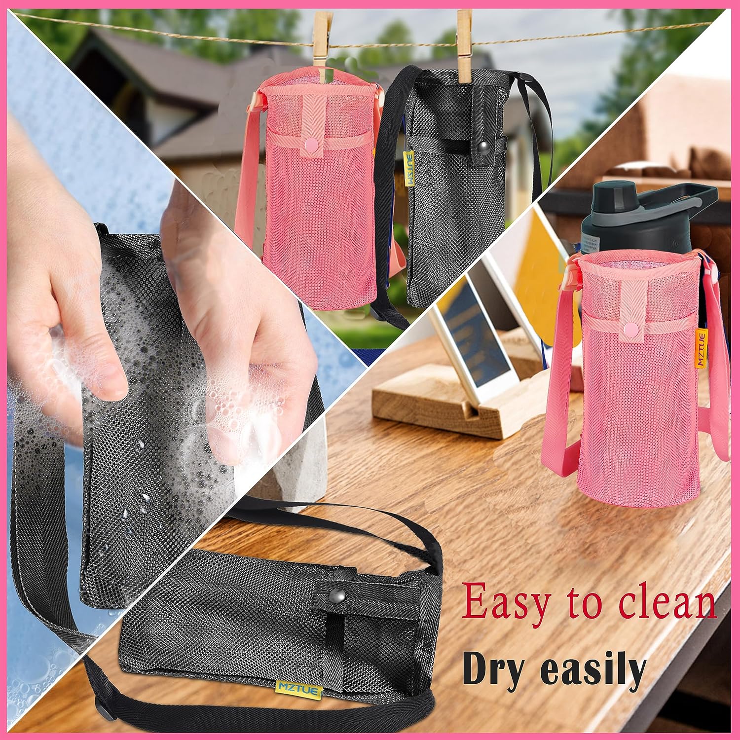 Hands Free Water Bottle Carrier with Strap for Hiking, Walking | Hands Free Bottle Sling Bag, Easy Clean, Lightweight, Foldable, Space Saving Carrier Suitable for Daily Essentials - Image 5