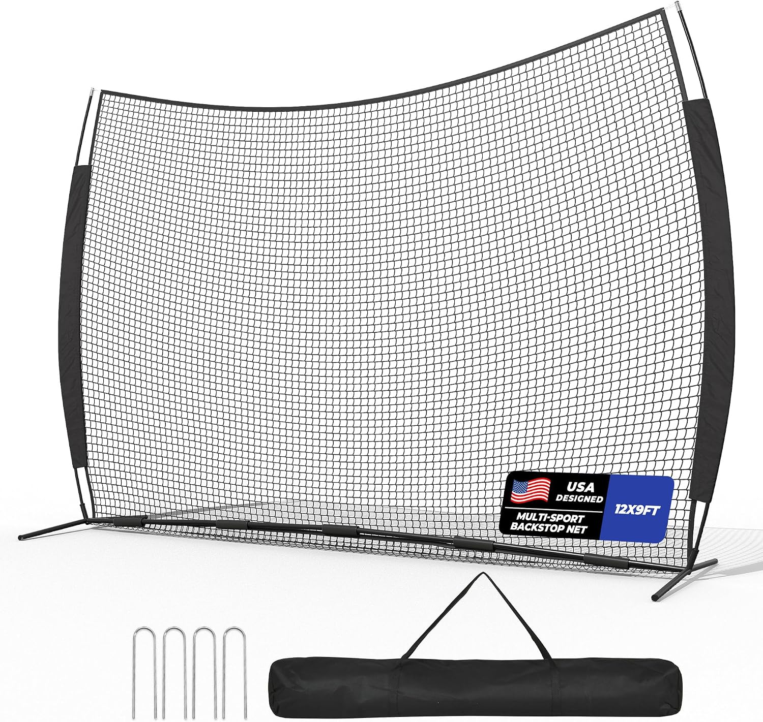 12x9/16x10/20x10ft Backstop Net, Ball Sports Barrier Netting | Protection Screen for Baseball Softball Lacrosse Soccer Hockey Training for Backyard, with Carry Bag