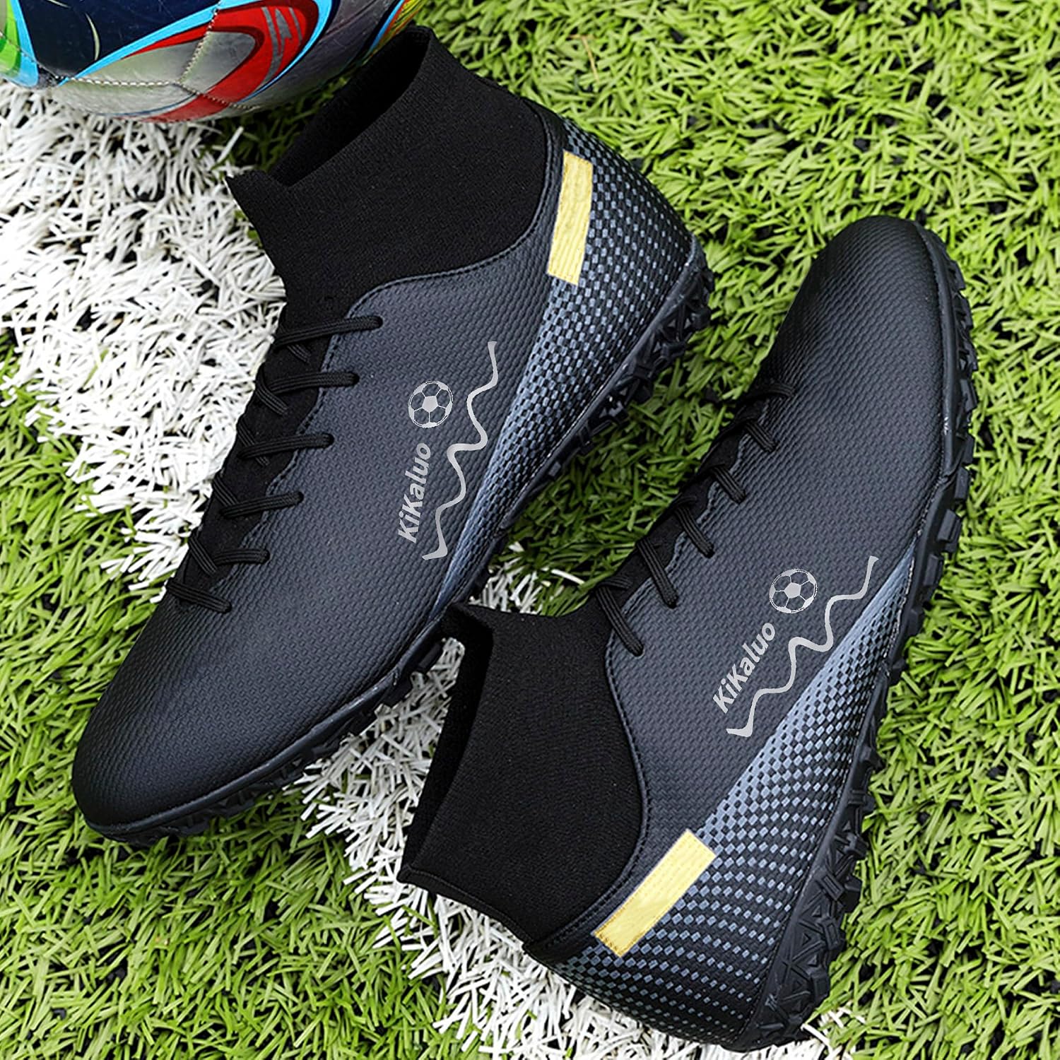 Men's Soccer Shoes Football Cleats High-Tops Lace-Up Non-Slip Spikes Athletic Baseball Sneaker - Image 4