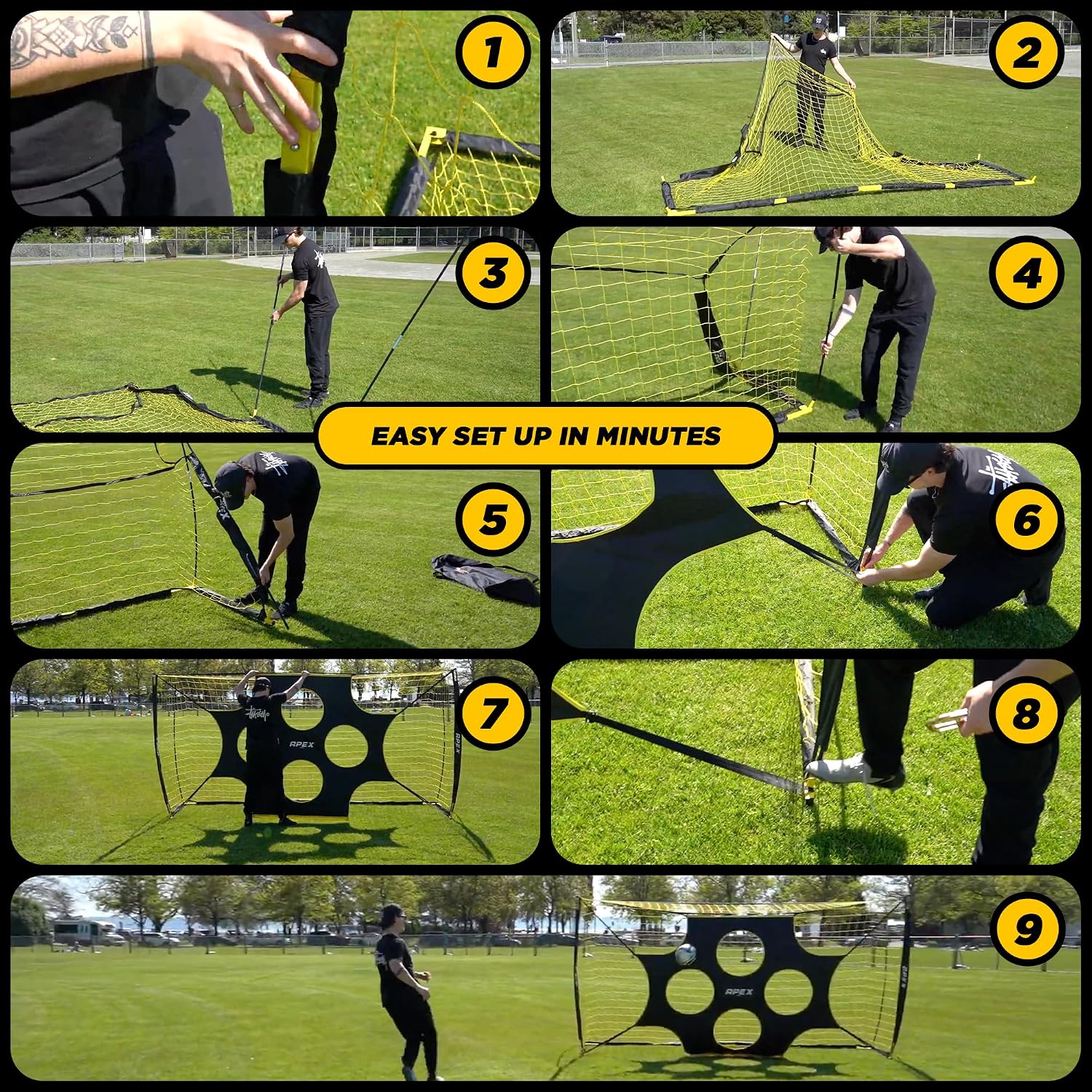 12x6 FT Soccer Goal with Precision Target – Portable Soccer Net with Removable 10-Hole Target, Portable Design, Quick Setup, Ground Stakes & Collapsible Frame for Indoor/Outdoor Training - Image 5