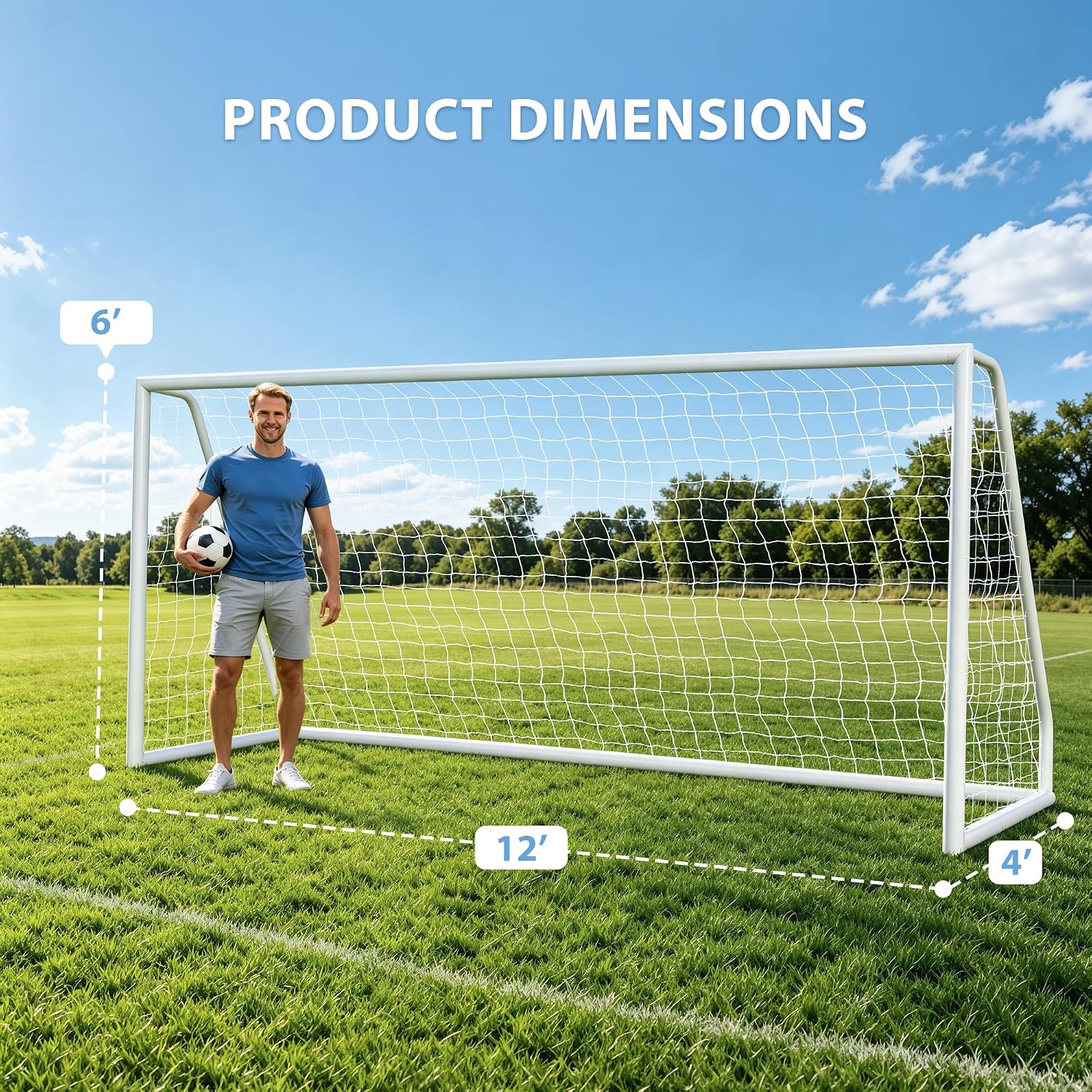 ZENY Portable Soccer Goal, Backyard, Training and Tounament Size | 12x6, 6x4, 24x8 ft Steel Frame Goal, All Weather Net, Indoor Outdoor Backyard Training Soccer Goal for Youth Adults - Image 2