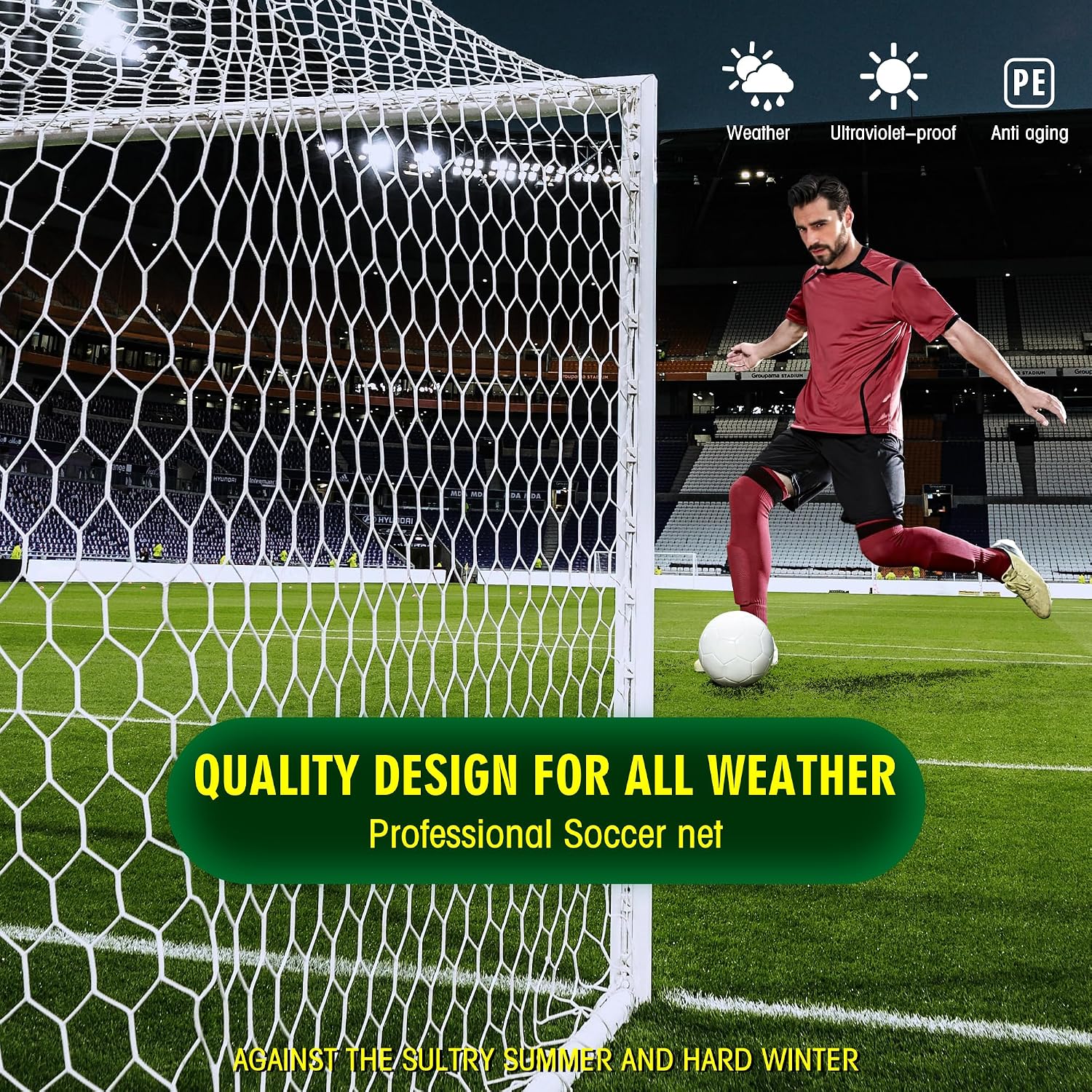 LAO XUE 24x8FT Soccer Goal Net,White Heavy Duty Replacement Outdoor | Professional Full Size Weather Resistance for Training and Match Play (Net Only) - Image 6