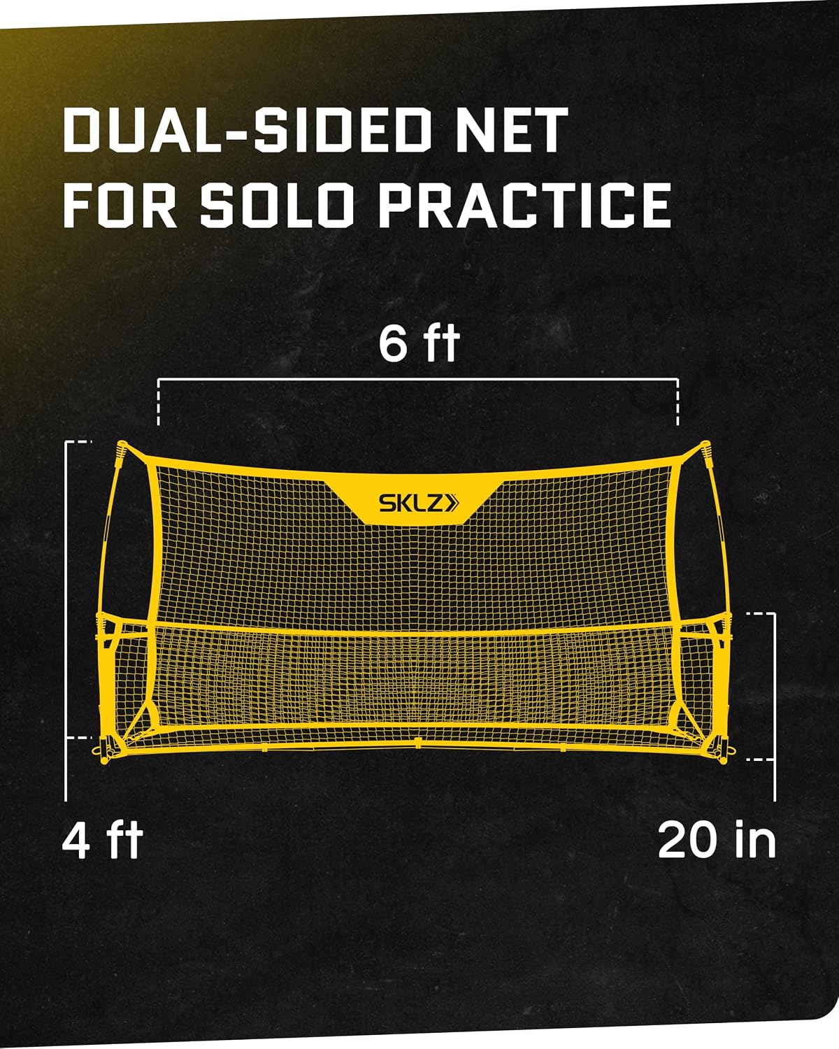 SKLZ Quickster Soccer Trainer - Dual-Sided Rebounder for Solo Passing, Receiving, Trapping Practice - Large & Small Rebound Net - Weather Resistant - Adjustable Frame, Metal Stakes & Carry Bag - Image 7