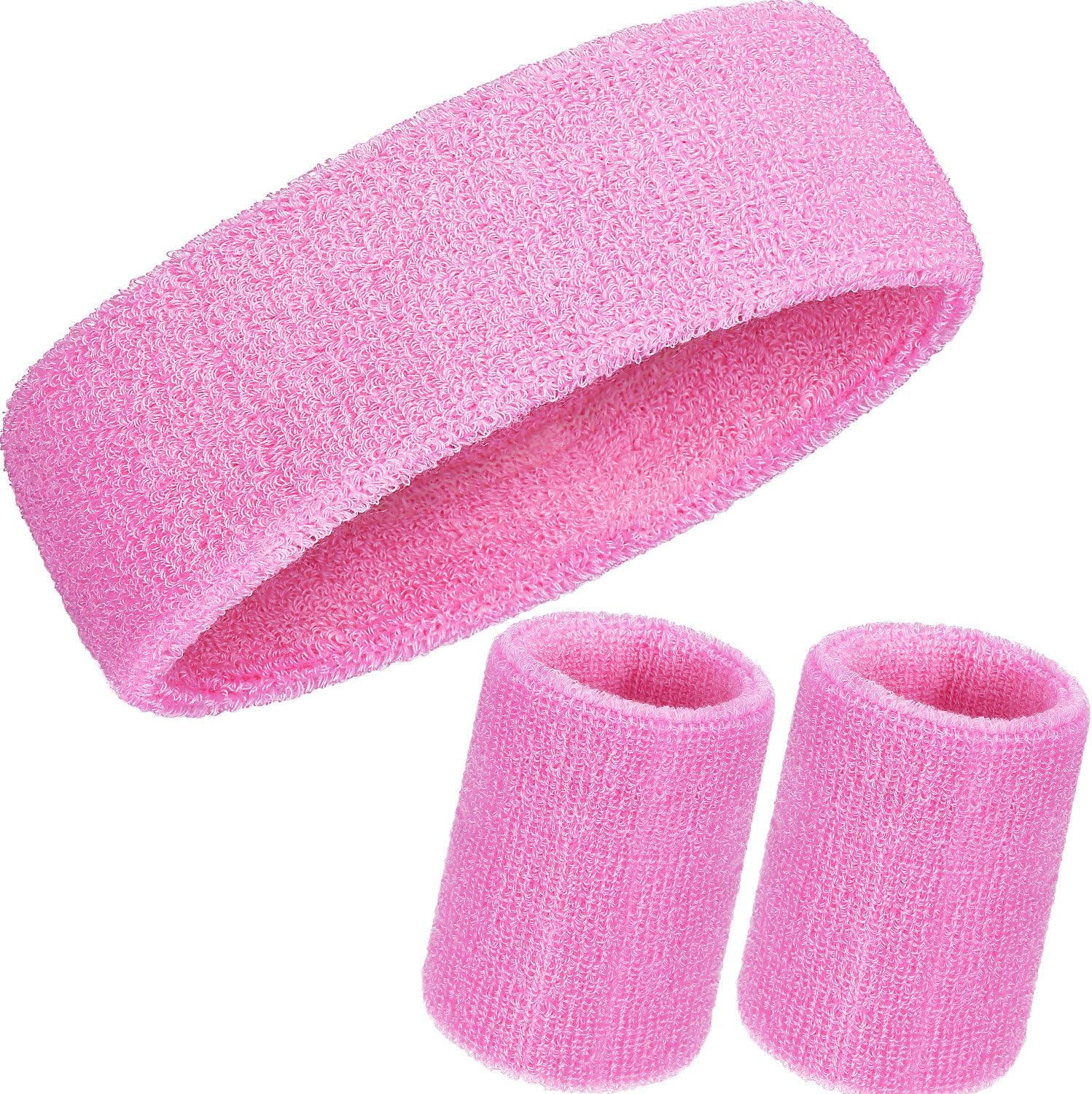 WILLBOND 3 Pcs Sweatbands Set 80s 90s Neon Sports Headband Tennis Striped Sweat Band Sports Competitions Games for Men Women Party Supplies