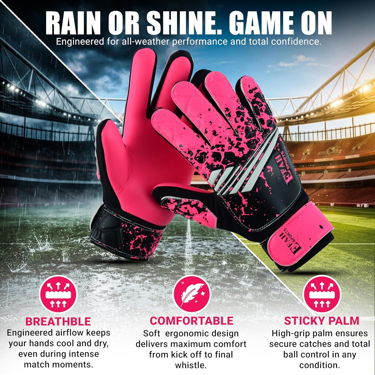 Soccer Goalie Goalkeeper Gloves for Kids Boys Children Youth | Strong Grip Latex Palm - Image 2