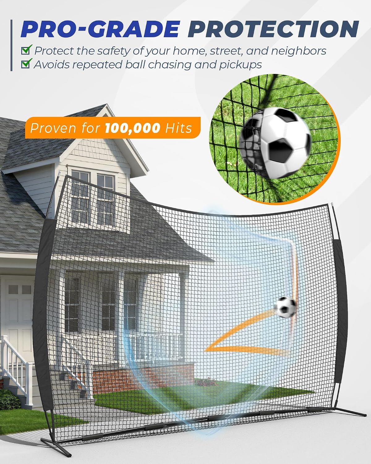 12x9/16x10/20x10ft Backstop Net, Ball Sports Barrier Netting | Protection Screen for Baseball Softball Lacrosse Soccer Hockey Training for Backyard, with Carry Bag - Image 3