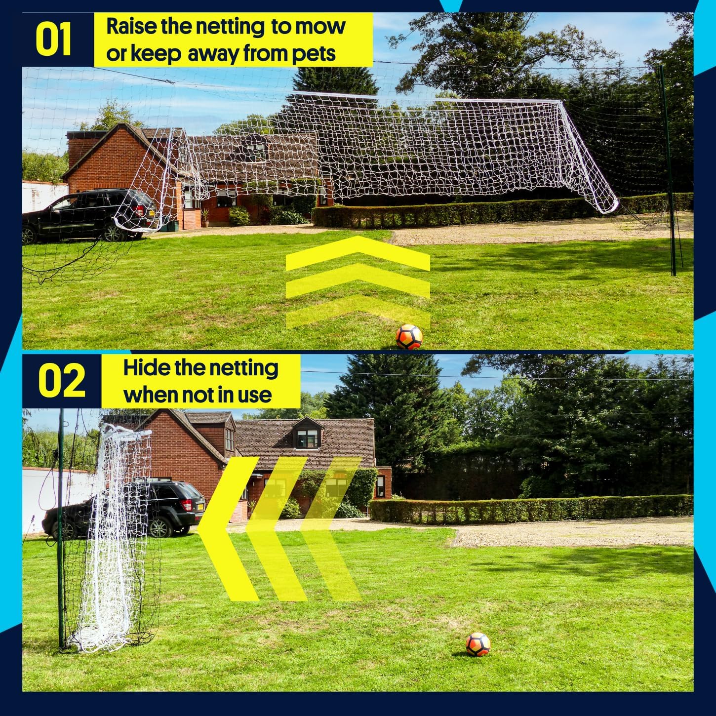 Open Goaaal Soccer Goal, Rebounder and Backstop Net | All-in-one backyard system; continuous shooting practice and missed-shot protection - Image 7