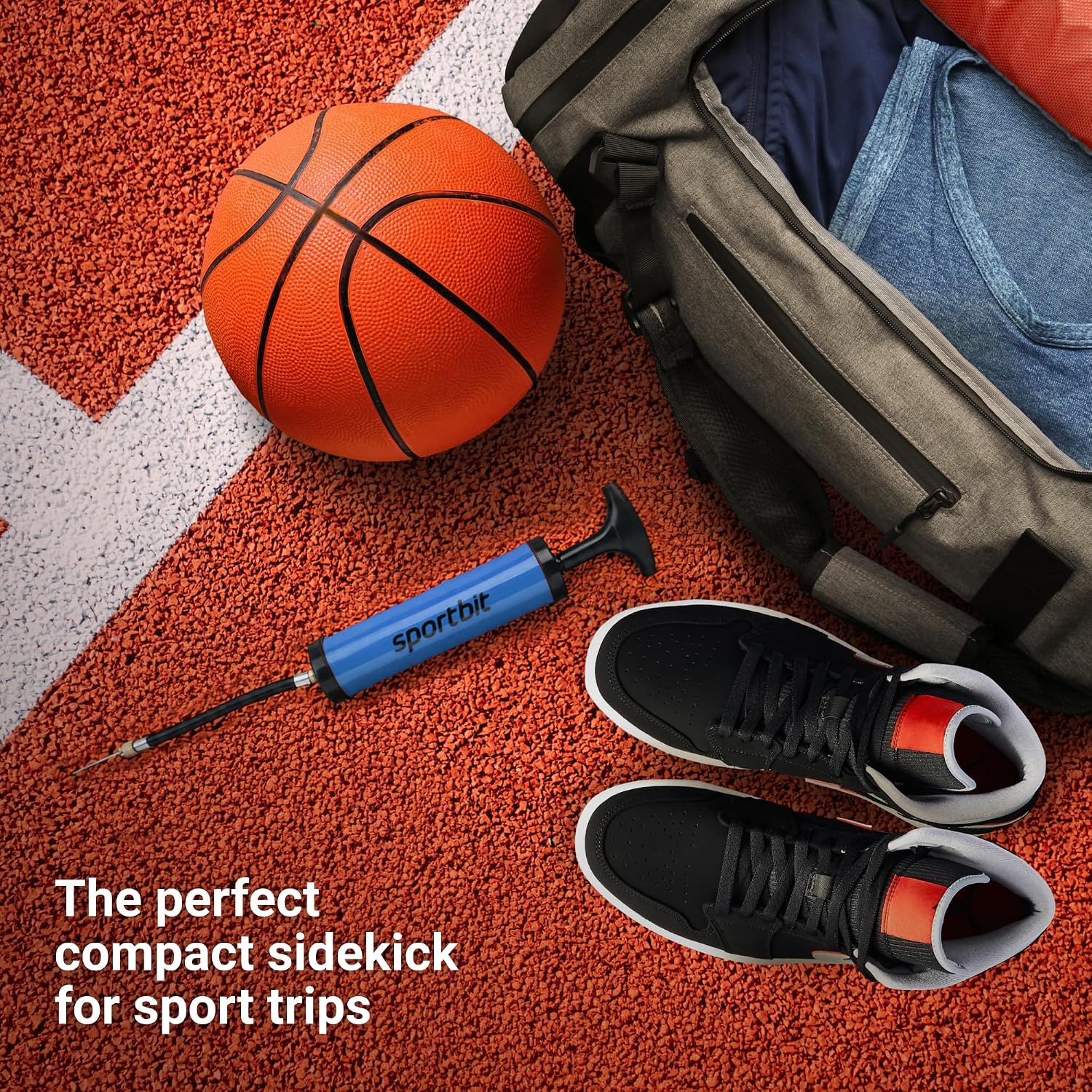 SPORTBIT Basketball Pump – Ball Pump for Sports Balls | Push & Pull Inflating System – Hand Pump for Basketball, Volleyball, Soccer & Football – Gifts, Court & Gym Ready - Image 5