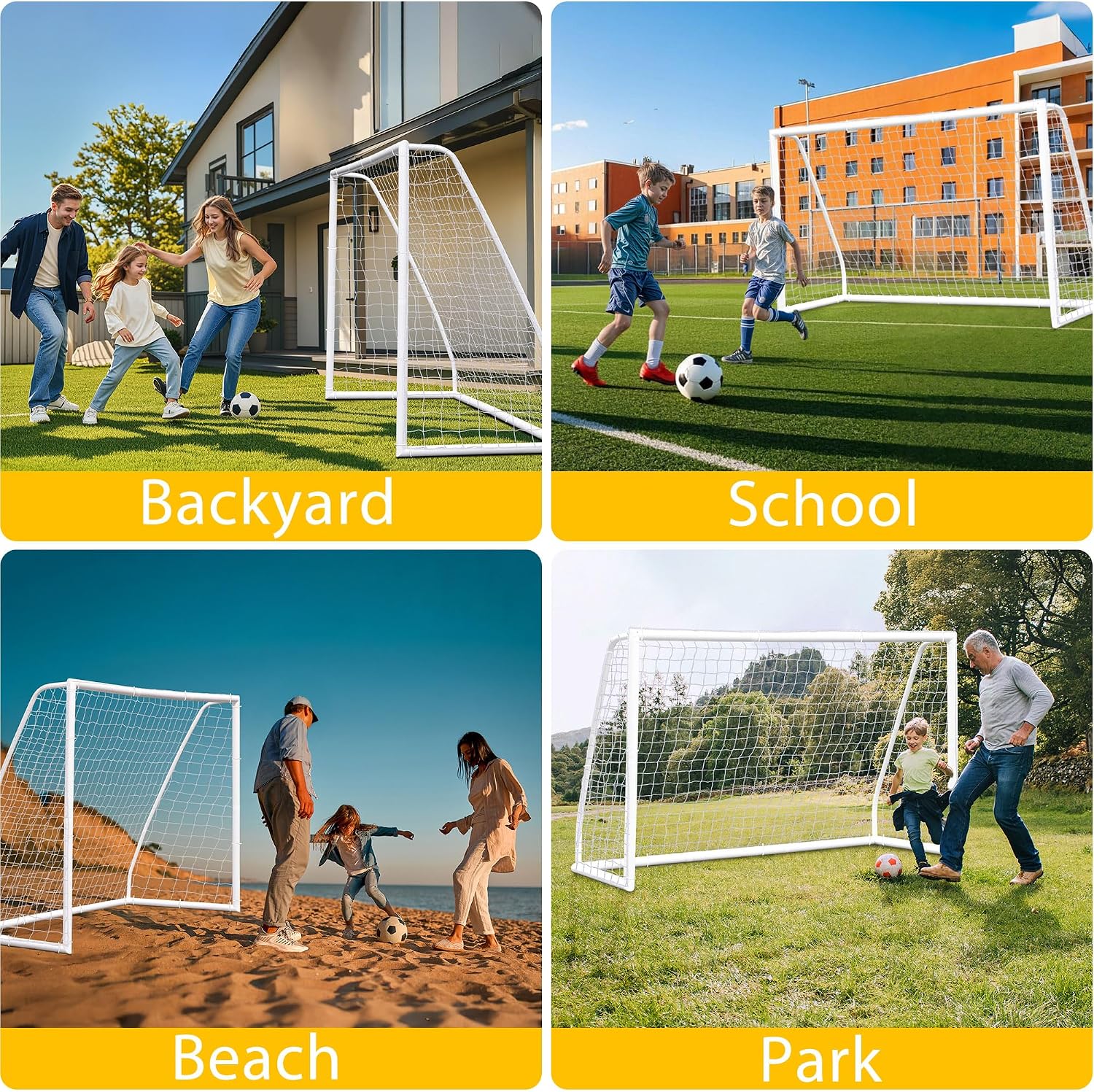 ZENY 10X6.5ft Portable Soccer Goal, Indoor Outdoor Backyard Training Goal | PVC Frame Goal, All Weather Net, Easy Assembly, Soccer Practice Equipment for Youth Adults - Image 6