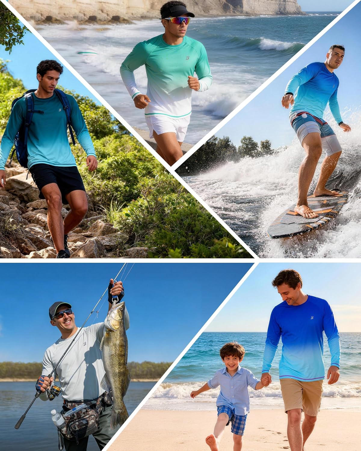 Roadbox Men's UPF 50+ Swim Shirts, Long Sleeve UV Sun Protection Rash Guard, Quick Dry SPF T-Shirt for Beach Surfing Fishing - Image 6