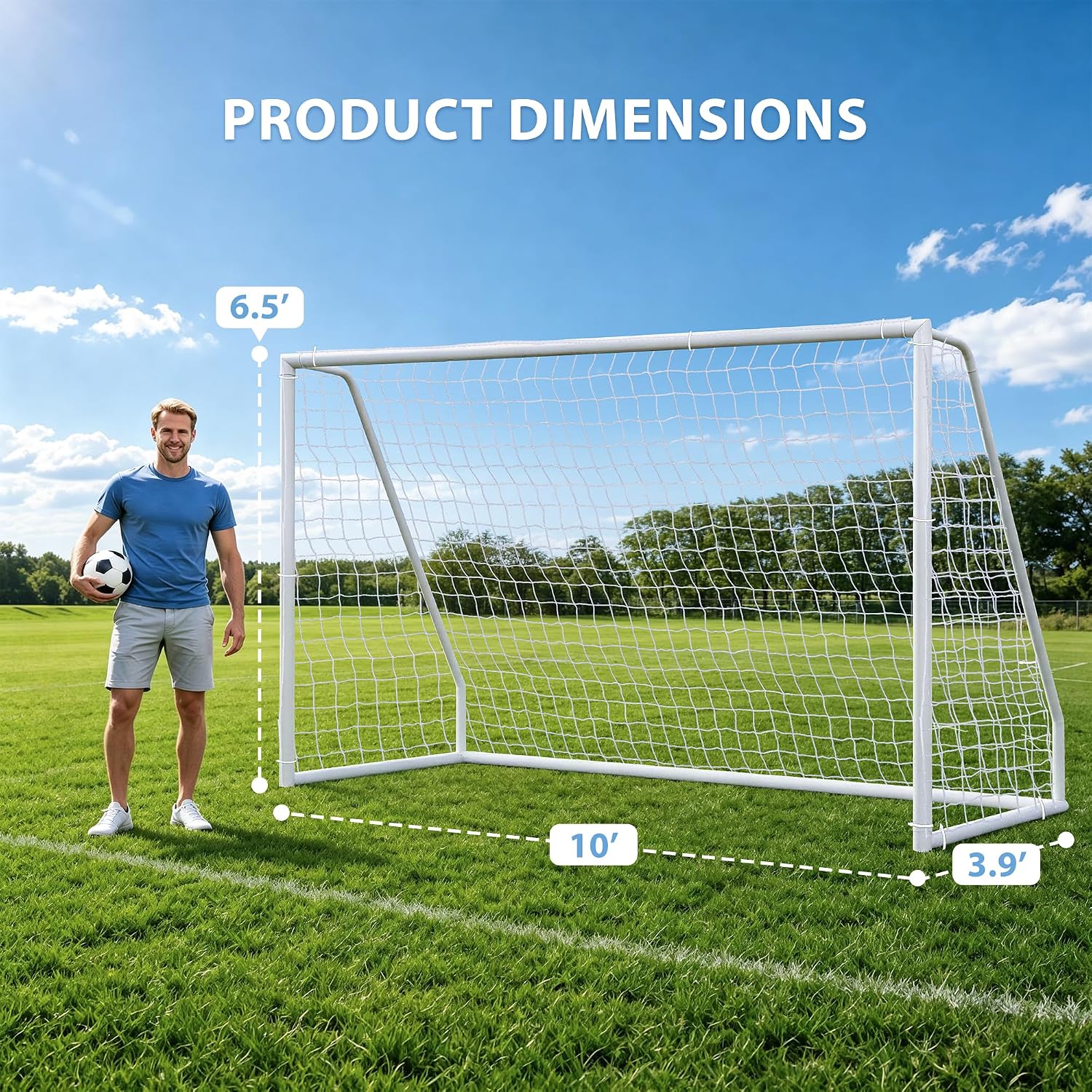 ZENY 10X6.5ft Portable Soccer Goal, Indoor Outdoor Backyard Training Goal | PVC Frame Goal, All Weather Net, Easy Assembly, Soccer Practice Equipment for Youth Adults - Image 3